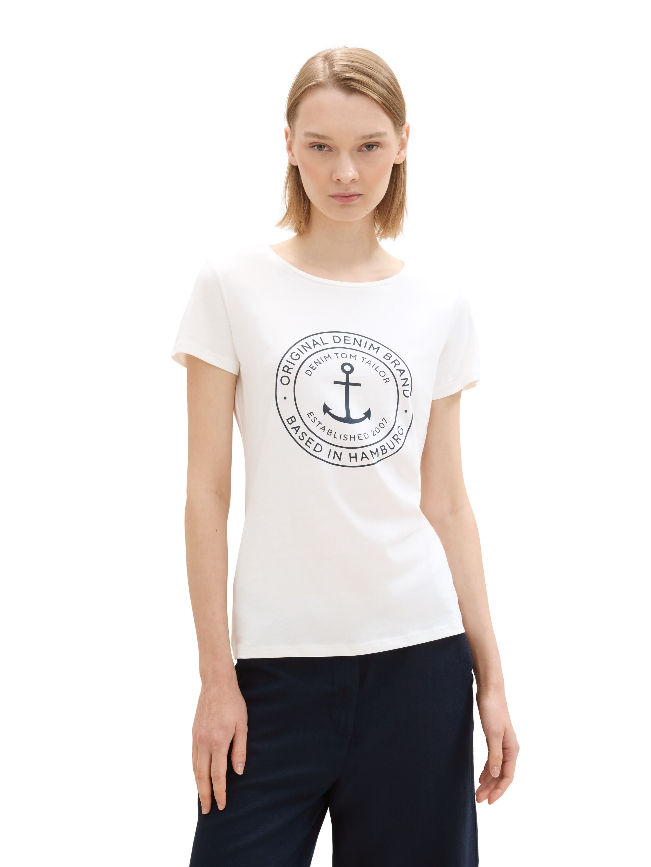 TOM TAILOR Denim T-Shirt Packung, 2 Stk. tlg. Doppelpack mit Logo-Print