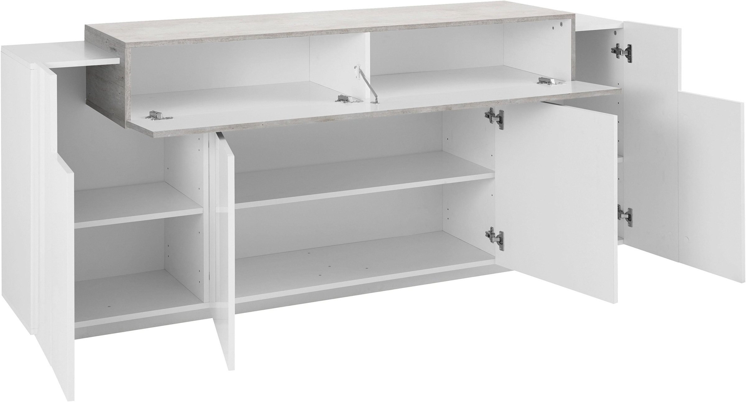 INOSIGN Sideboard »Coro, Kommode, Schrank, Kredenz, grifflos mit Einlegeböden«, 1 klappe,4 Türen, Doppeltiefe, B/T/H 200x45x85,6cm