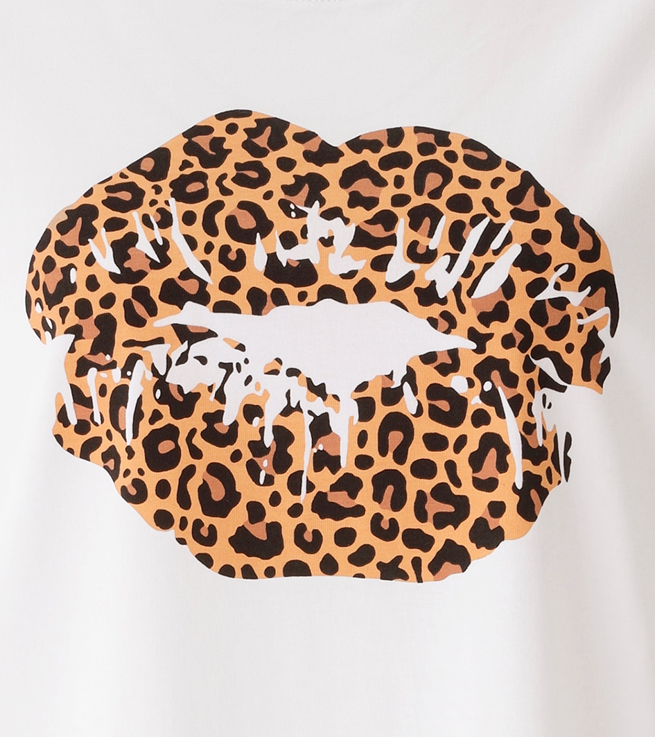 Aniston CASUAL T-Shirt mit extravaganten Lippen im Animal-Print - NEUE KOLLEKTION