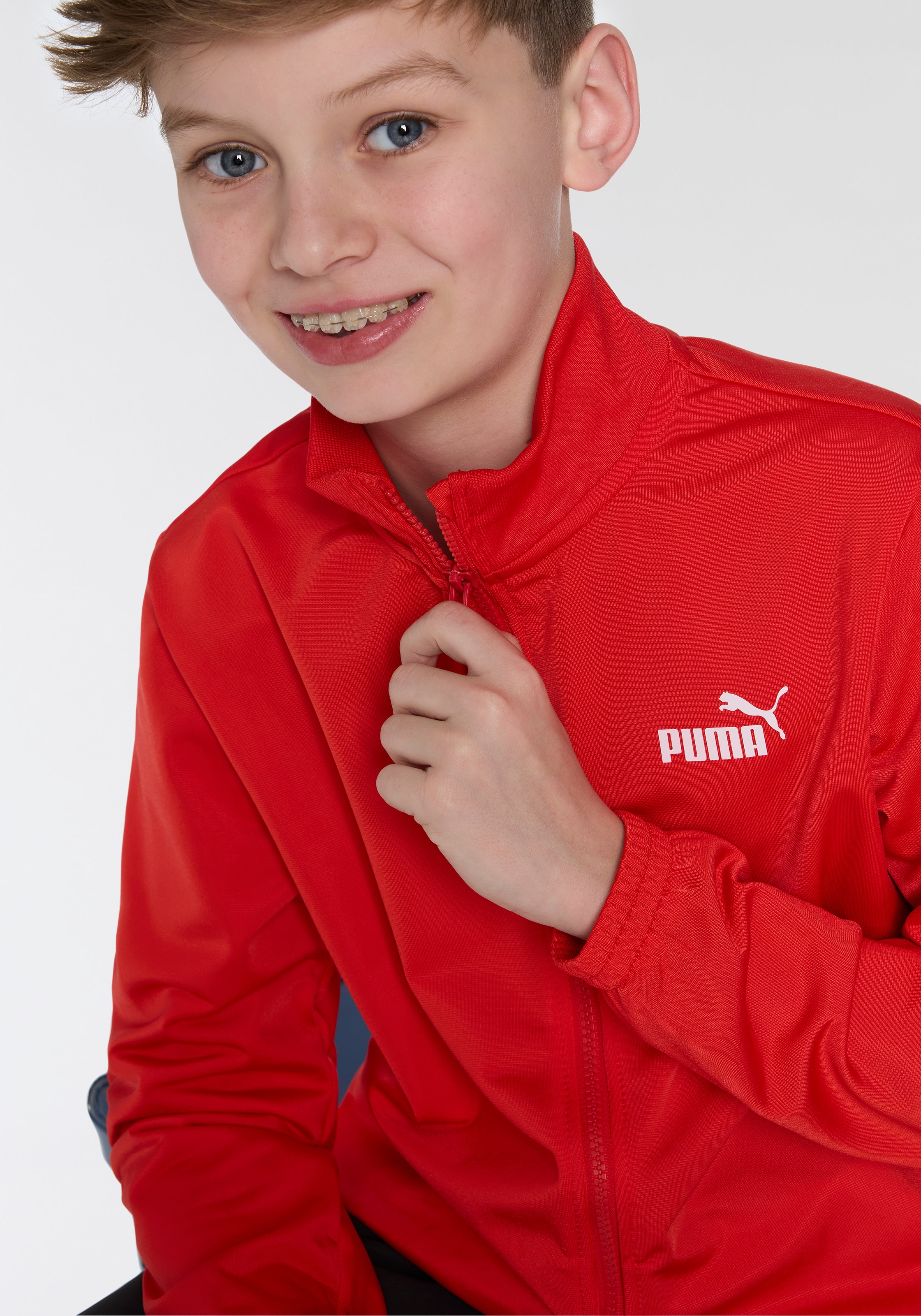 Thumbnail - PUMA Trainingsanzug "POLY SUIT B" 2 Stk. für Jugendliche, zweiteiliges Set, mit geripptem Kragen