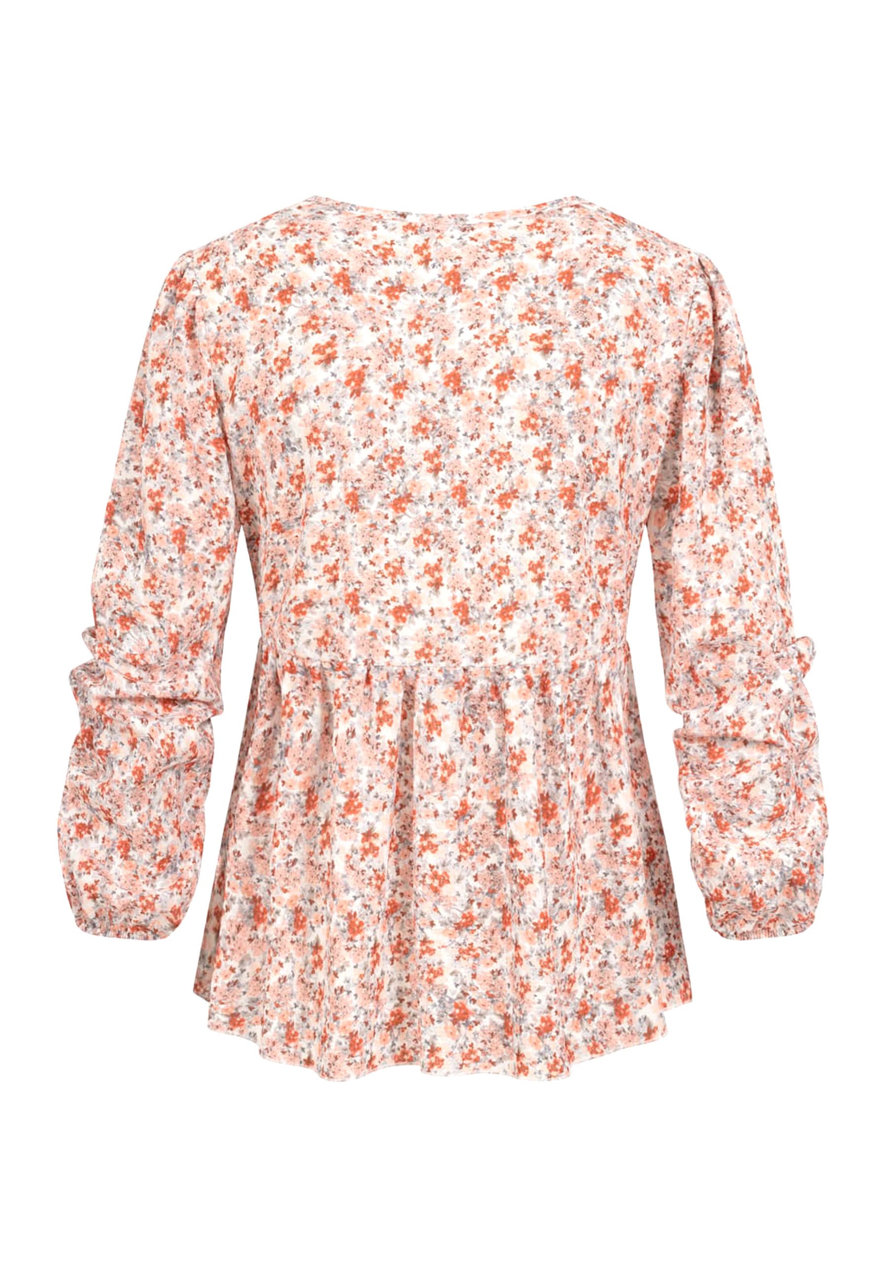 CLOUD 5IVE Blusentop »CLOUD 5IVE V-Neck Bluse mit Rüschendetails und Blumen Print«