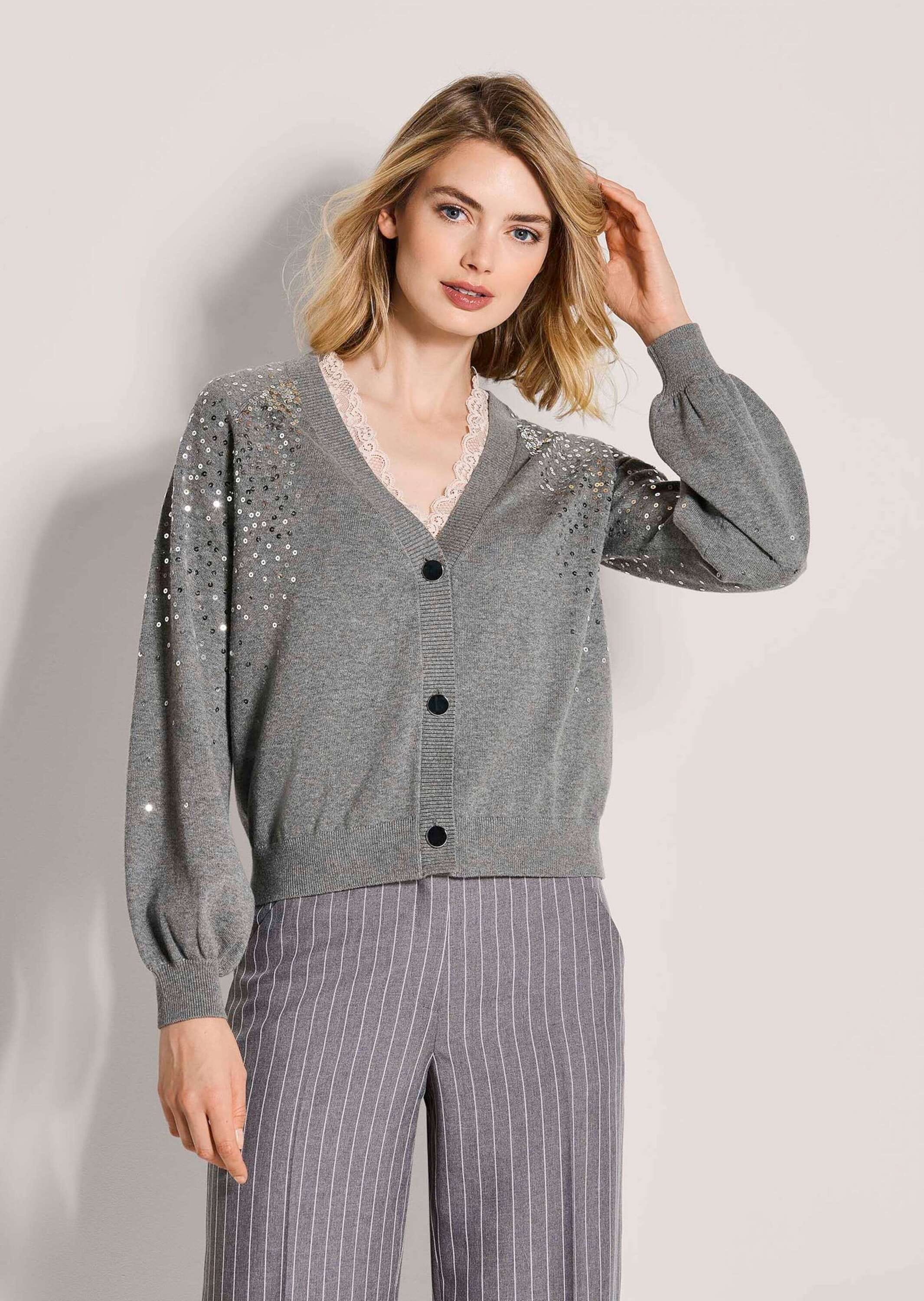 MADELEINE Strickjacke »Strickjacke Elegante Feinstrickjacke mit V-Ausschnitt«