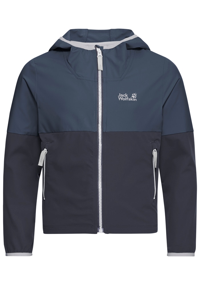 Jack Wolfskin Softshelljacke »SANDBIRD HOODED JKT K« mit Kapuze Winddicht, atmungsaktiv, Übergangsjacke