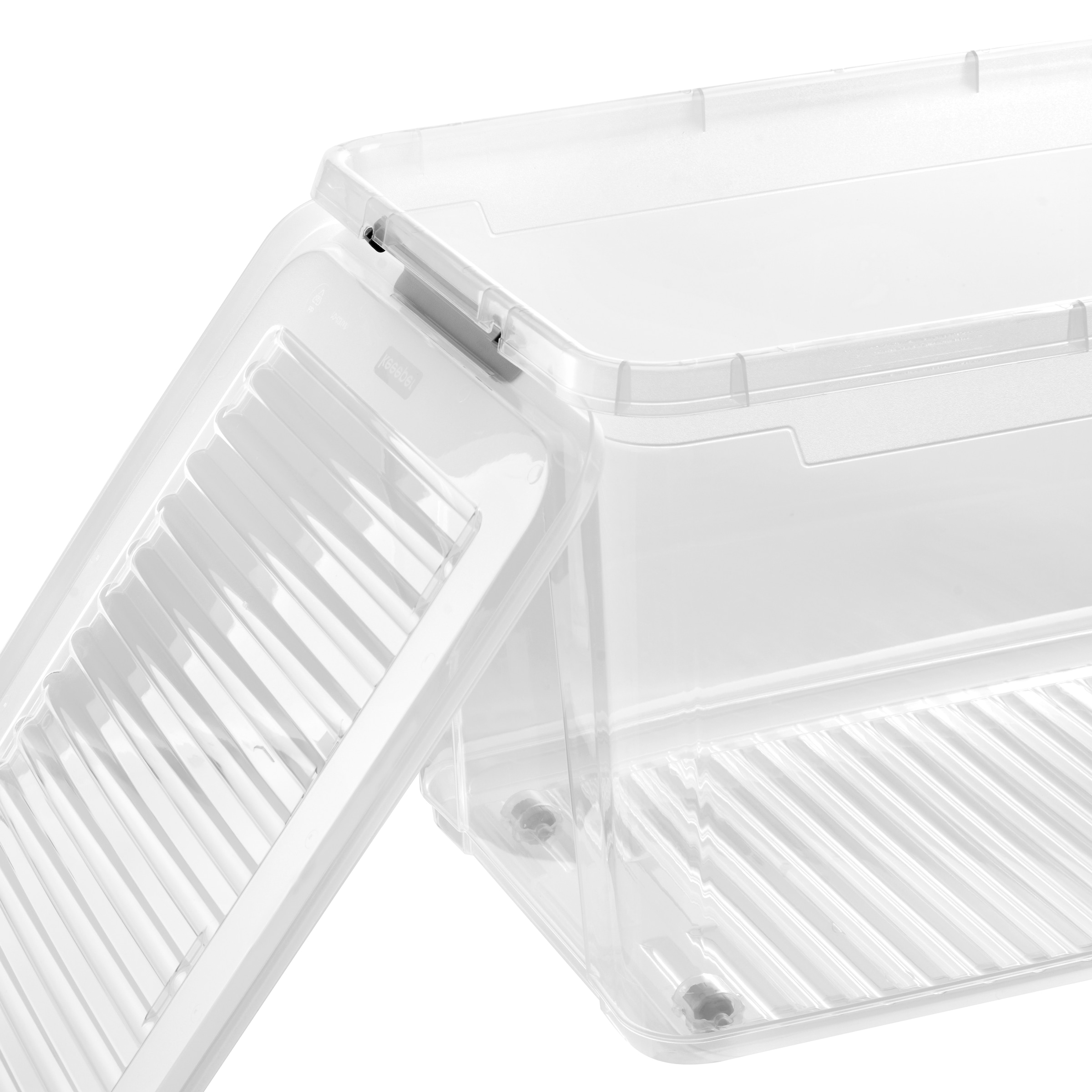 keeeper Aufbewahrungsbox »Clipbox Leo (Set 5 St.) 56 L, 59 x 38 x 35,5 cm« Schanierclips, Doppelöffnung, 90° drehbare Räder, fixierbarer Deckel