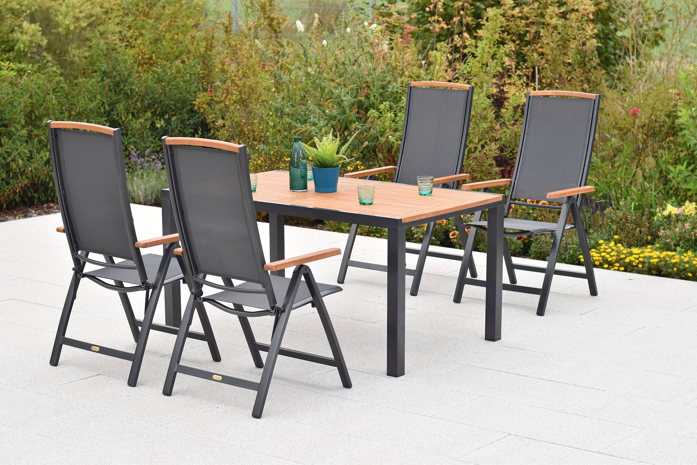 MERXX Garten-Essgruppe »Siena« Set, 5 tlg. inkl. 4 Klappsessel, 1 Tisch