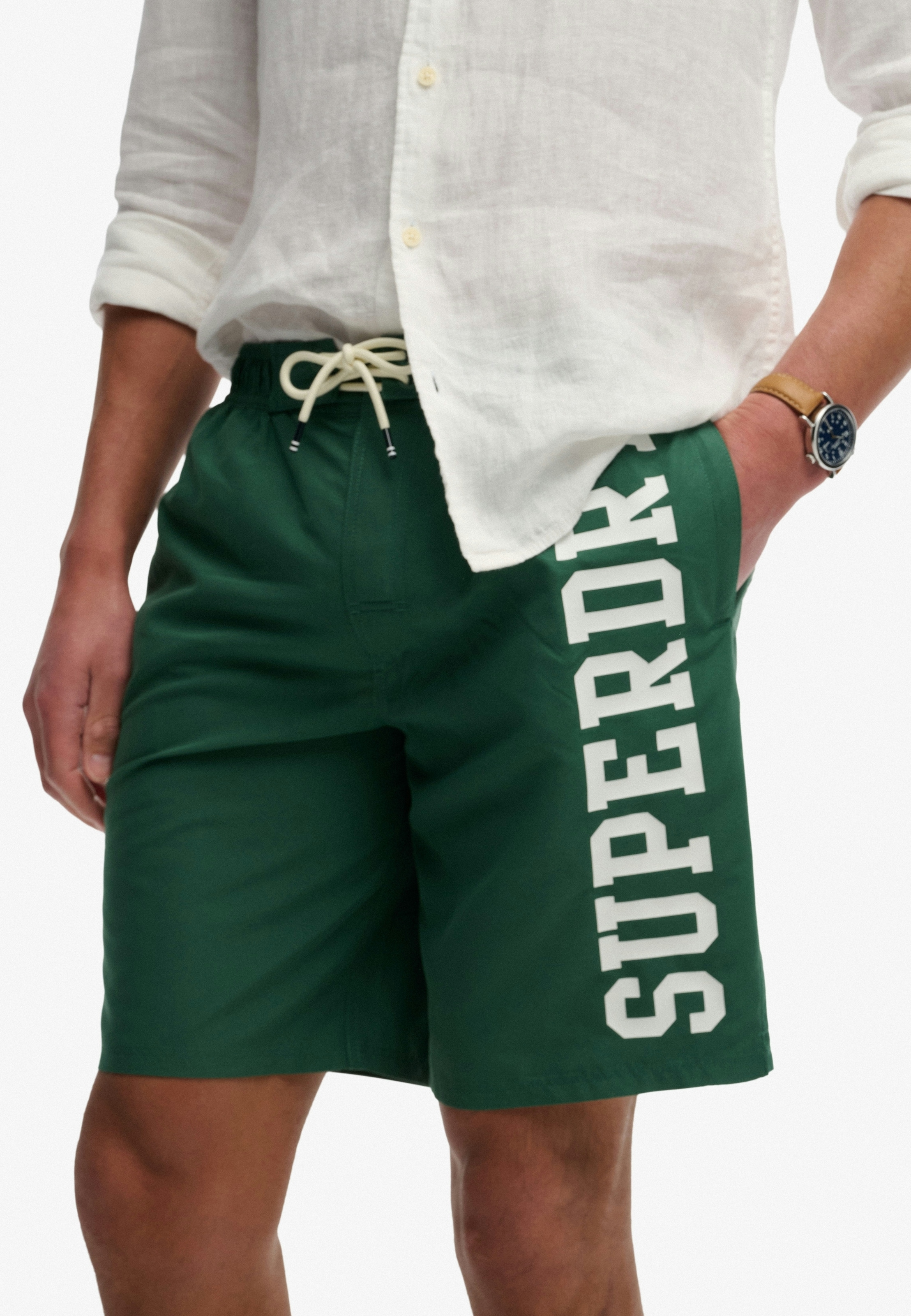 Superdry Badeshorts »LOGO 19 BOARDSHORT« lockere Passform, bedruckte Optik, aus Polyester