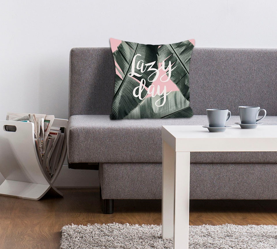 queence Dekokissen "Lazy Day" Kissenhülle,Lazy Day,Federn,Ruhig,Entspannt,G günstig online kaufen