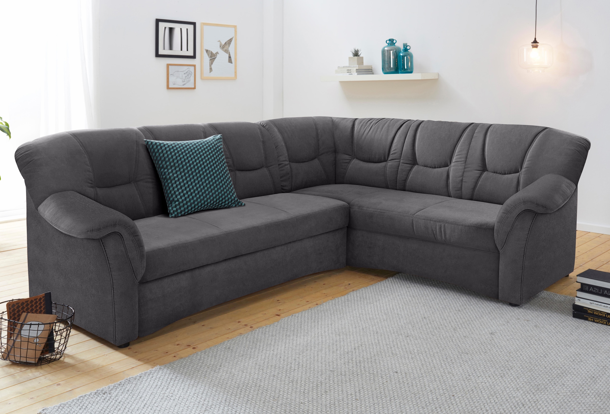 DOMO collection 1100000002199 "SARAFINA 240x190 cm, auch mit Federkern für mehr Sitzkomfort" whlw. mit Bettfunktion, elegantes Design, L-Form