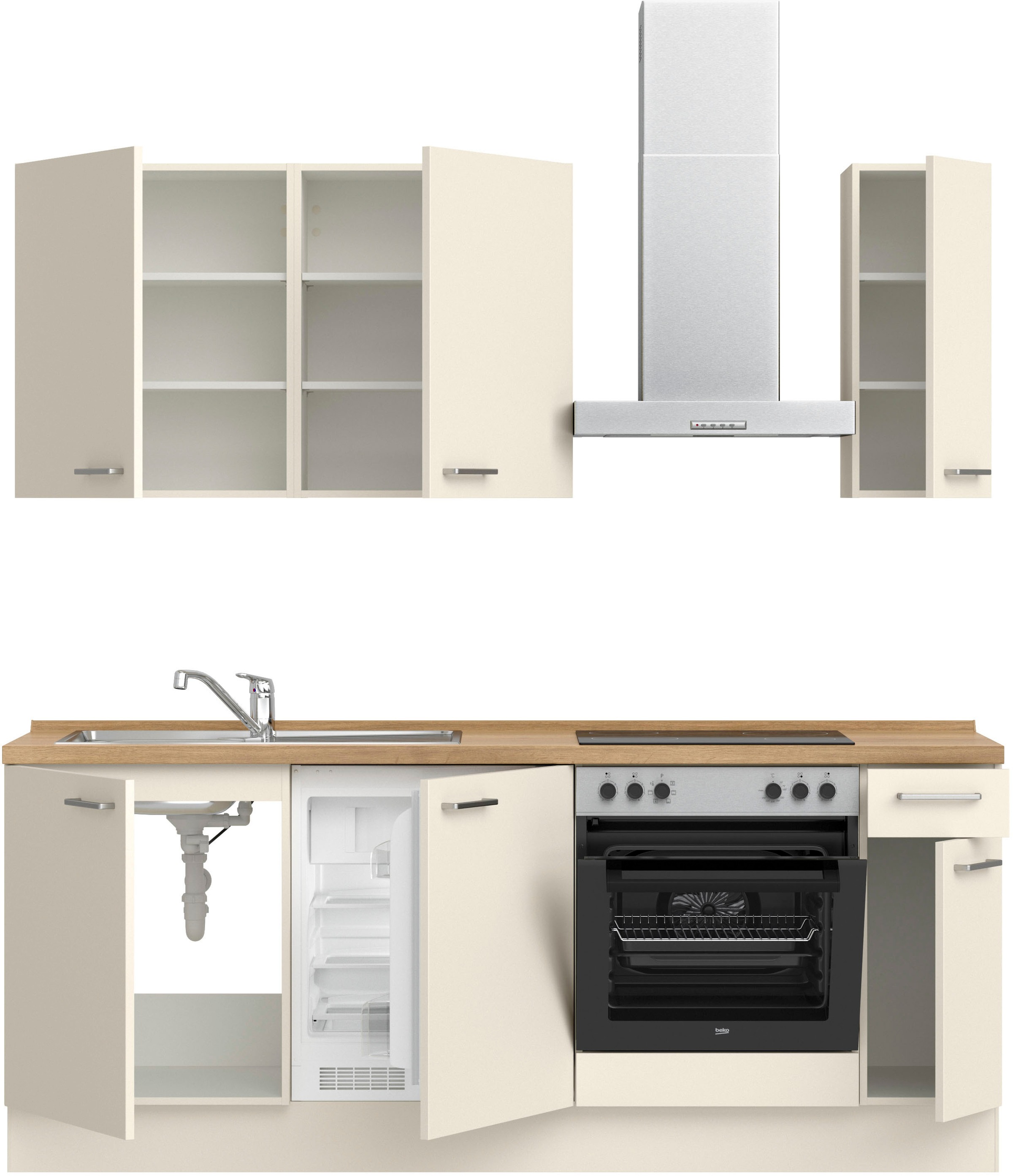 nobilia® Küchenzeile »"Touch I"«, vormontiert, Ausrichtung wählbar, Breite 210 cm, wahlw. mit E-Geräten