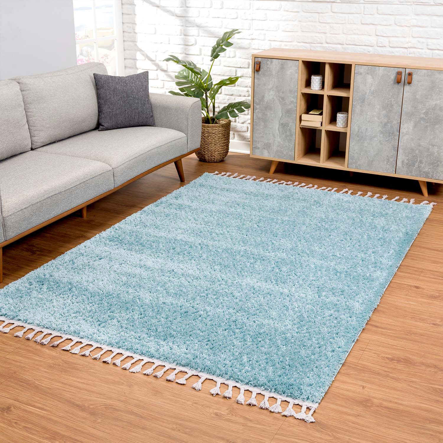 Carpet City Hochflor-Teppich "Pulpy 100", rechteckig, 30 mm Höhe, sehr weich, mit Fransen, uni, viele Größen, Wohnzimmer