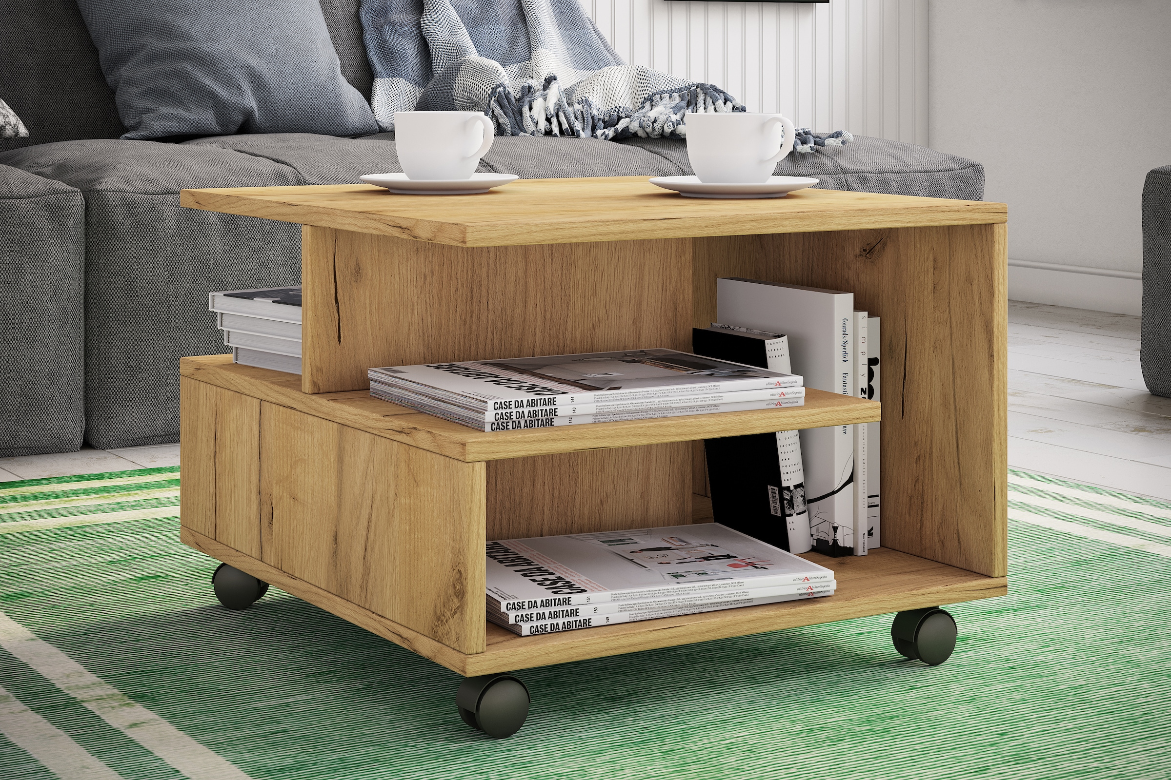 VCM Couchtisch »VCM Holz Couchtisch Sofatisch Wohnzimmertisch Rollen rollbar Kaffeetisch Stango S«, (Stango)