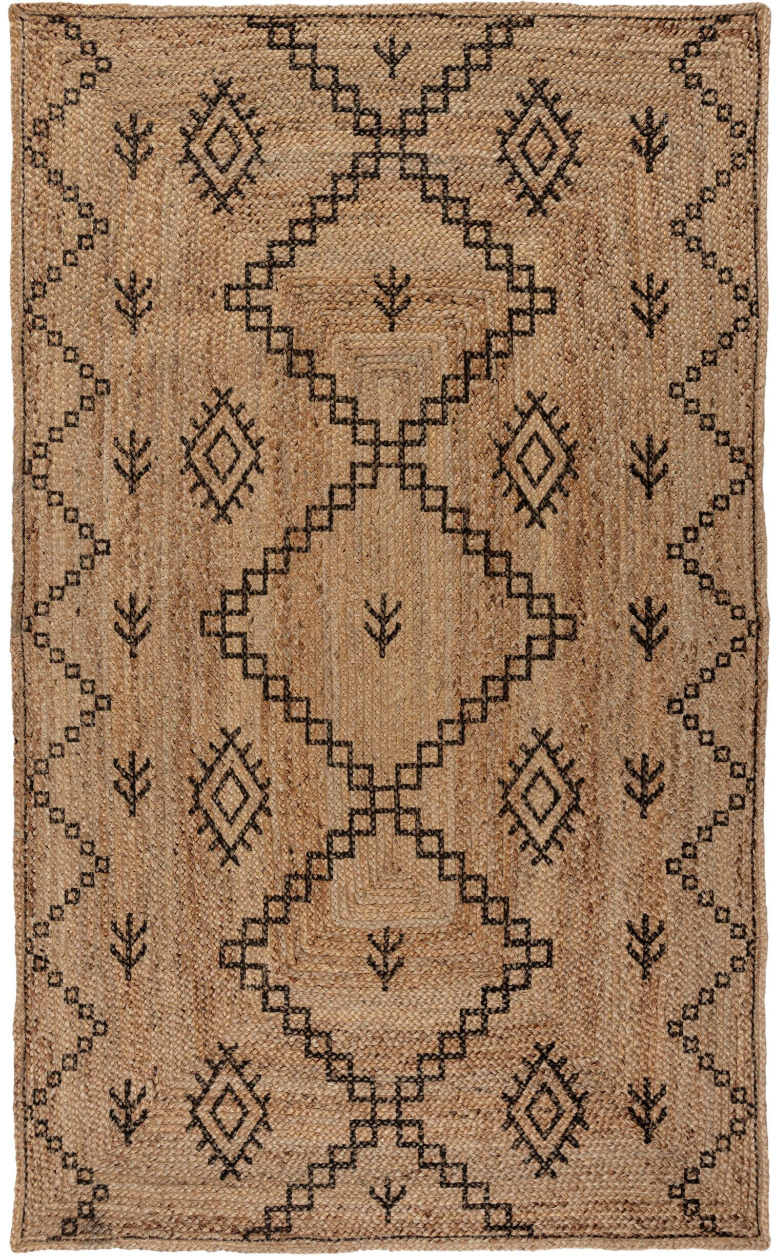 FLAIR RUGS Teppich "Rowen aus handgewebter Jute" rechteckig 5 mm Höhe mit P günstig online kaufen