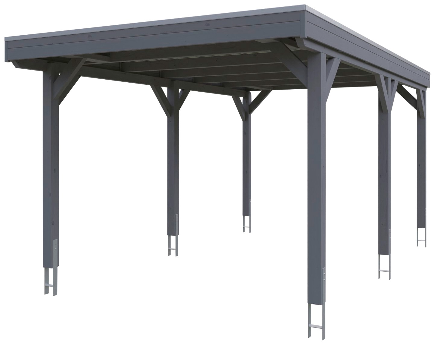 Skanholz Einzelcarport »Grunewald«, Leimholz-Nordisches Fichtenholz, dunkelgrau, mit Aluminiumdach