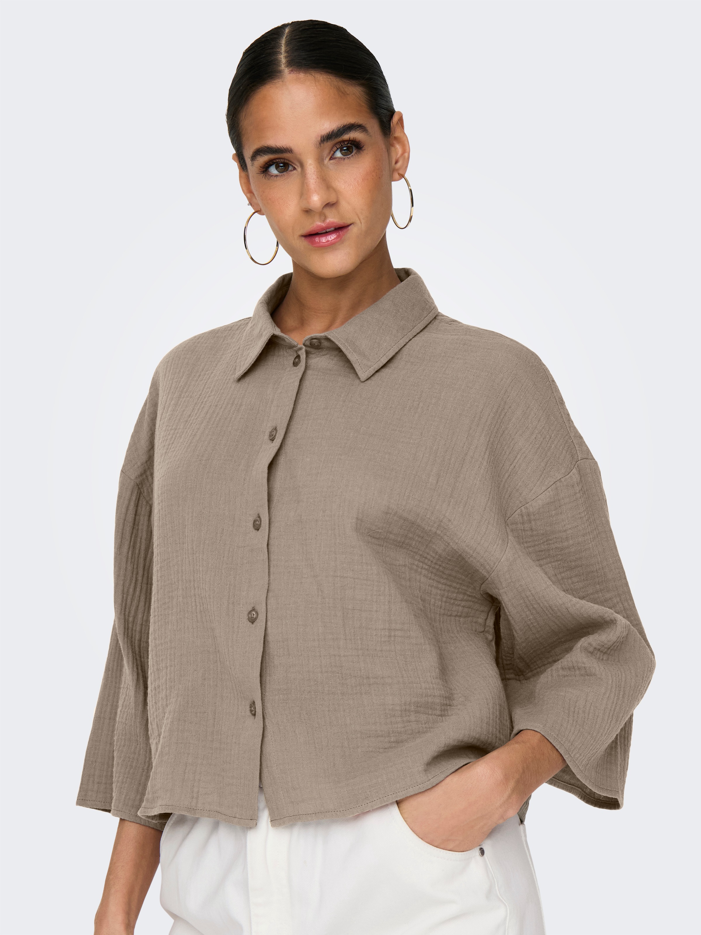 JDY Hemdbluse "JDYTHEIS LIFE 3/4 CROP SHIRT WVN NOOS" Baumwolle, regular fi günstig online kaufen