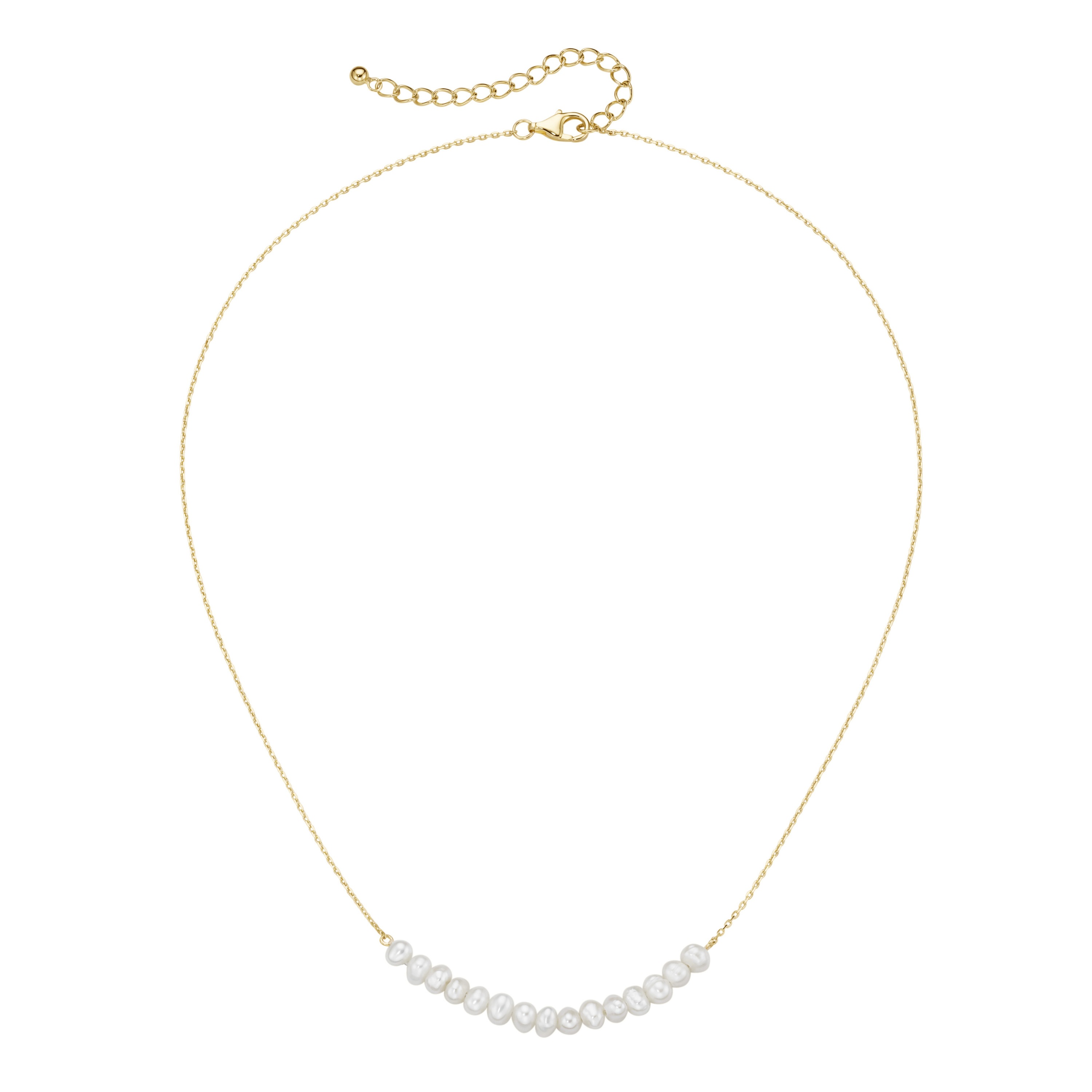 SMART JEWEL Damen Collier "mit Süßwasser-Perlen, Silber 925", 45cm, Silber 925 (Sterlingsilber)gold, Silber 925 (Sterlingsilber), Halsketten