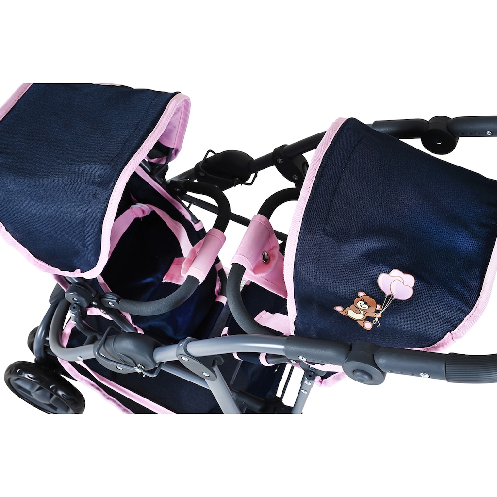 Knorrtoys® Puppen-Zwillingsbuggy »Milo - Navy Pink Bear«