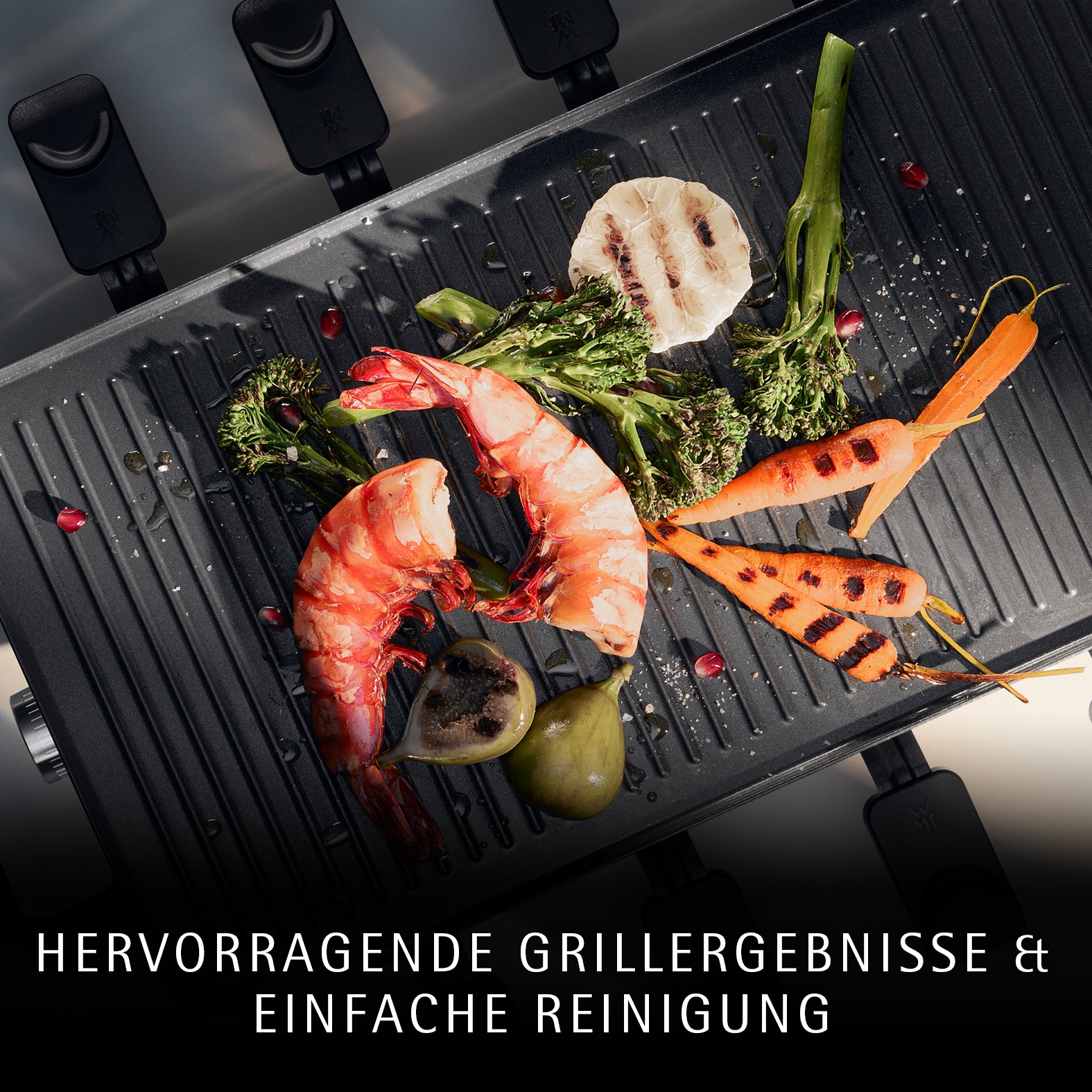 WMF Raclette »Master, indirekte LED-Beleuchtung, Keramikbeschichtung« 8 Stk. Raclettepfännchen 1.500 W Variable Temperatur, spülmaschinengeeignete Pfännchen und Spatel