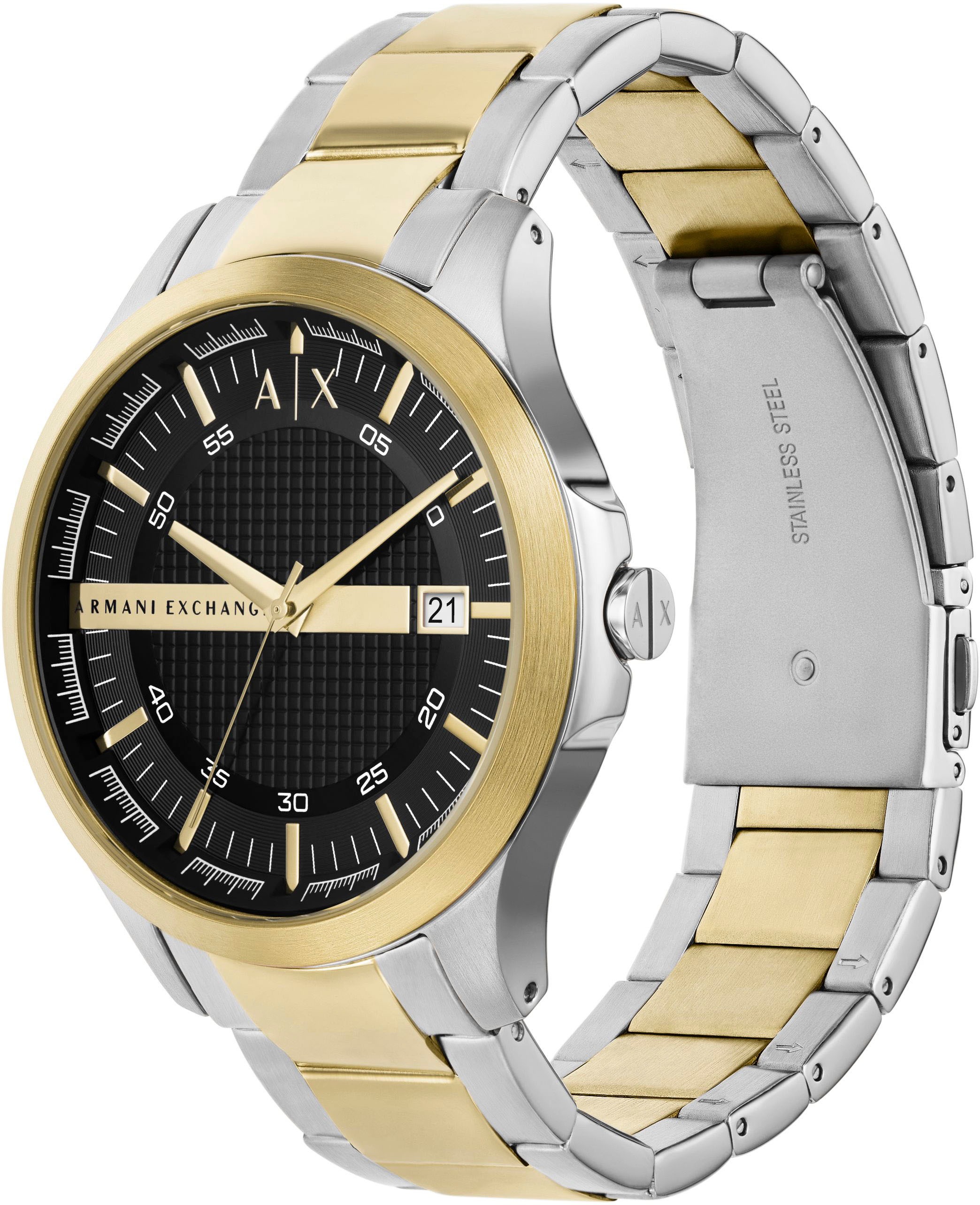 ARMANI EXCHANGE Quarzuhr, Armbanduhr, Herrenuhr, Edelstahlarmband, analog, Tag