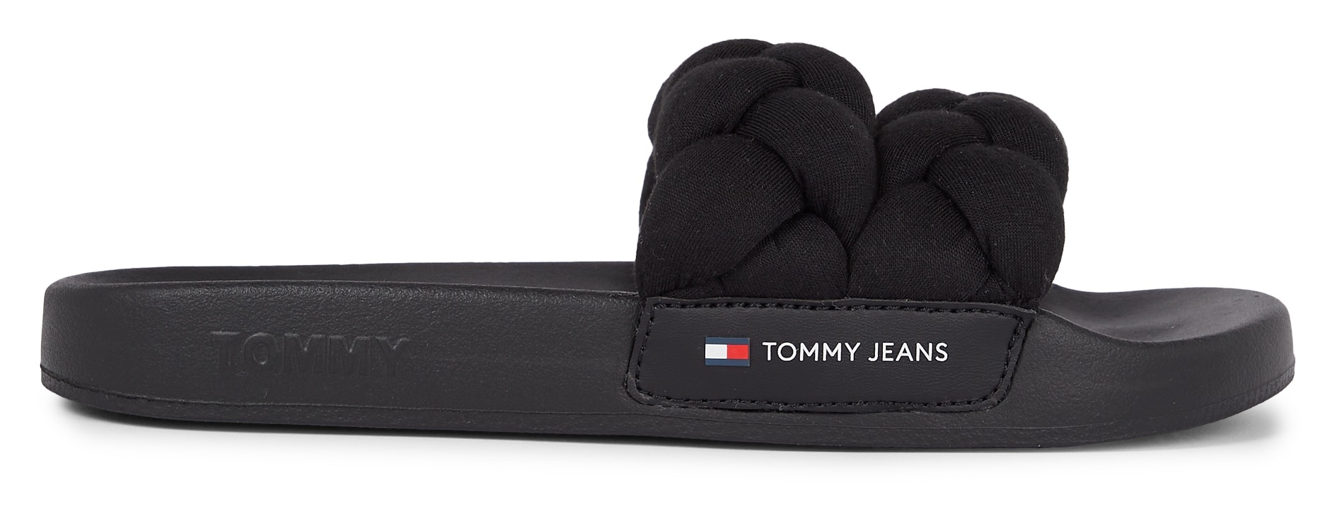 Tommy Jeans Pantolette »TJW BRAIDED SLIDE«, Plateau, Sommerschuh, Schlappen mit wattierter Flecht-Bandage