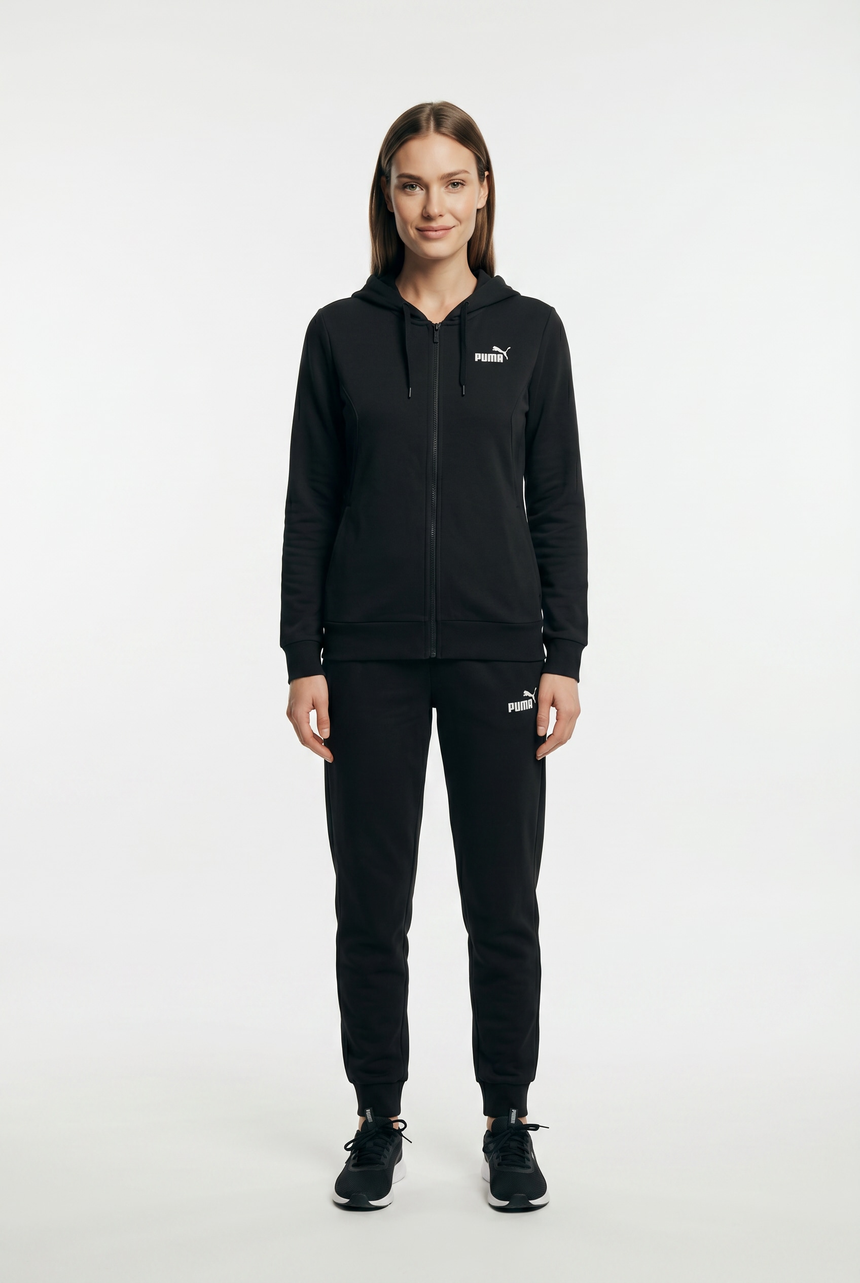 PUMA Trainingsanzug "HOODED SWEAT SUIT FULL-ZIP FL CL" 2 2-teiliges Set, mit Kapuze, Langarm-Oberteil, aus Baumwollmischung