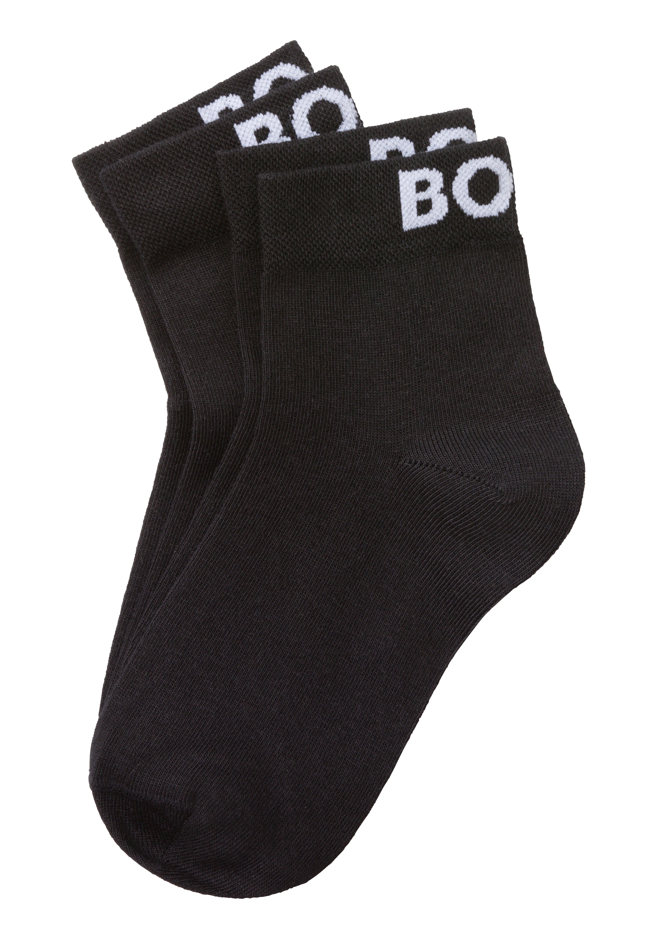 BOSS Freizeitsocken "2P SH Logo CC W", (Packung, 2 Paar, 2er), mit eingestricktem BOSS Logoschriftzug