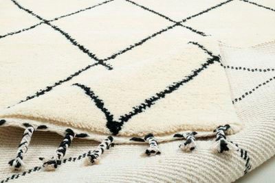 THEKO Wollteppich »MARMOUCHA 05«, rechteckig, 24 mm Höhe, reine Wolle, Rauten Design, mit Fransen, auch als Läufer