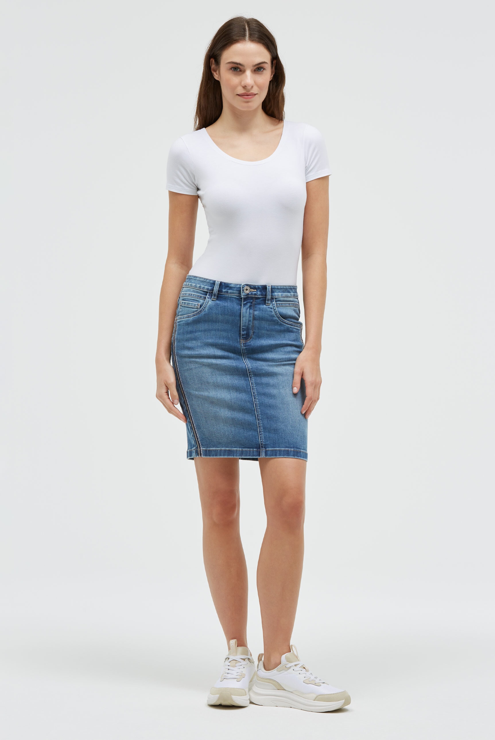 SOCCX Jeansrock mit Gehschlitz