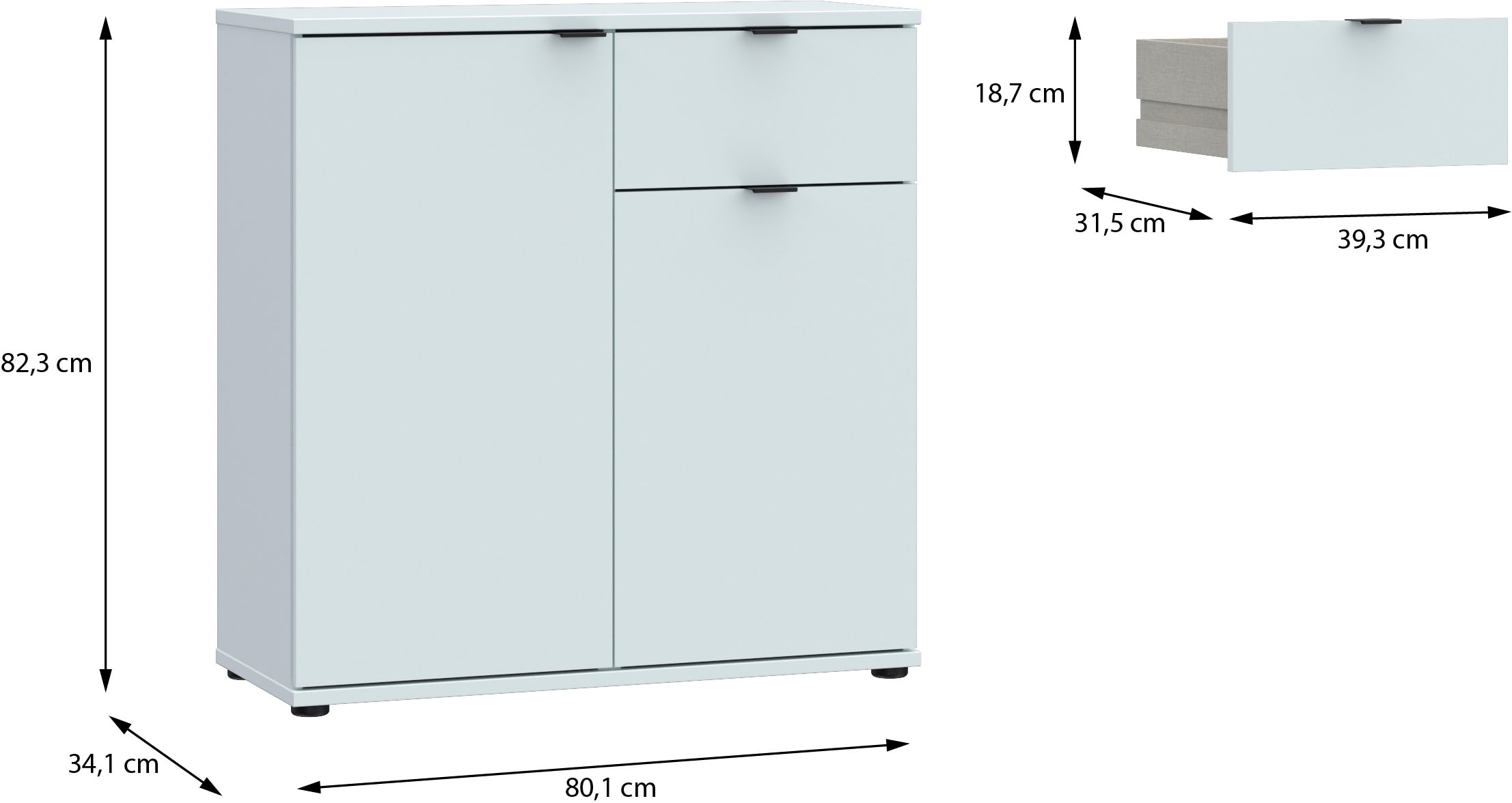 FORTE Kommode »Ganymede«, Kommode, Stauraum, Schublade; Metallgriffe, 4 Dekore, Breite 80,1cm