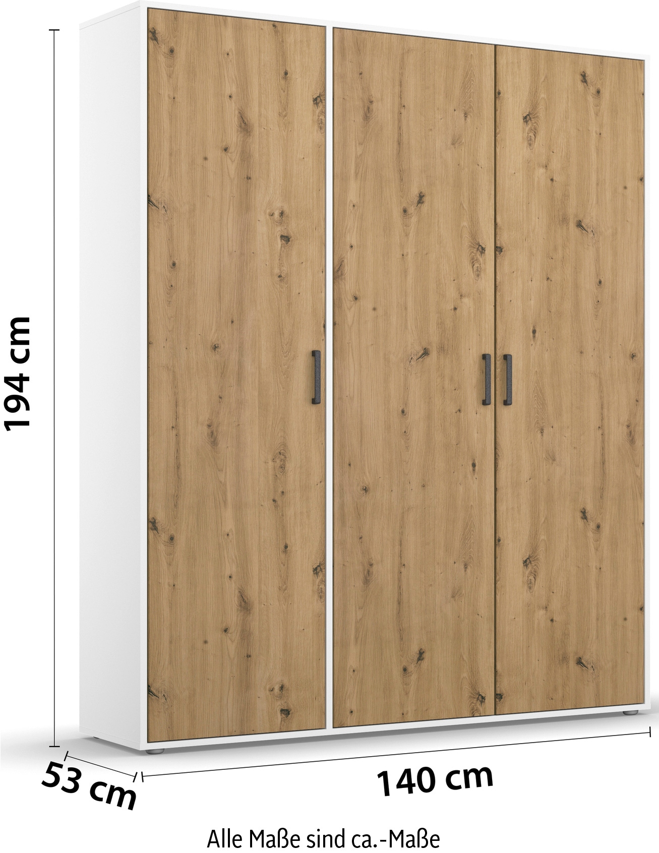 rauch Drehtürenschrank »Kleiderschrank Schrank Garderobe Wäscheschrank TOPSELLER VOYAGER«, (in 3 verschiedenen Ausstattungen BASIC/CLASSIC/PREMIUM), mit modernen Griffen in Graumetallic, viel Stauraum MADE IN GERMANY