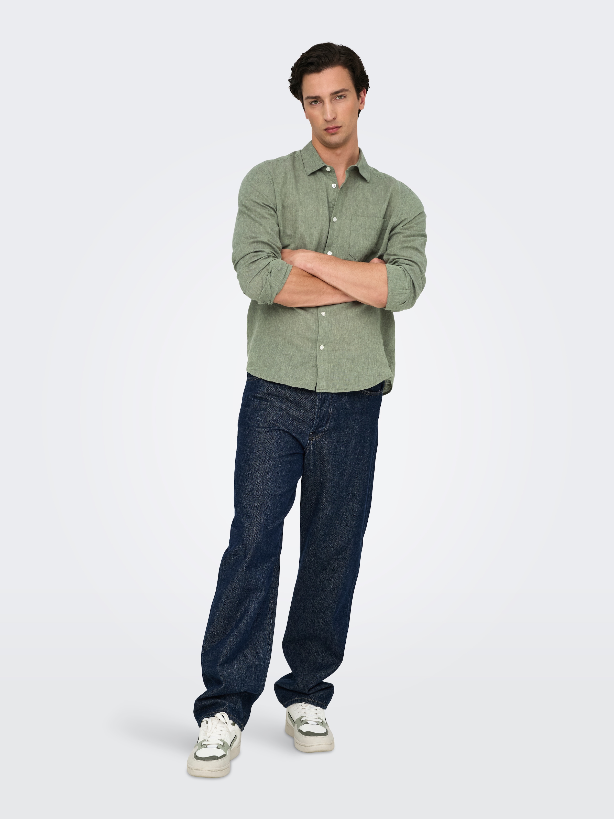 ONLY & SONS Langarmhemd »ONSCAIDEN LIFE REG LS 1 PKT SHIRT NOOS«