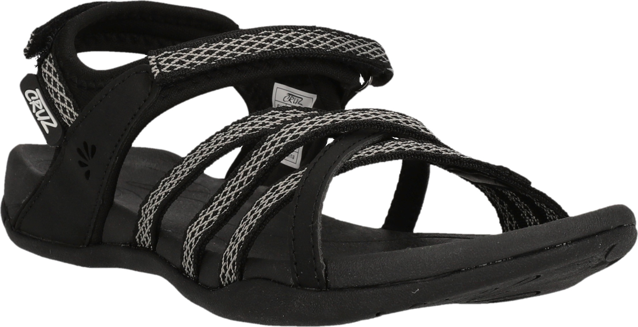 Sandale CRUZ "Aarhus", Damen, Gr. 41, schwarz (schwarz, schwarz), Polyurethane, Schuhe Sandale, mit praktischem Klettverschluss