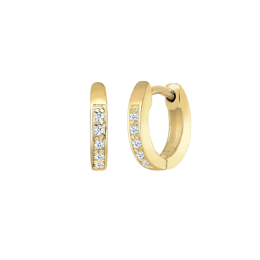 Elli DIAMONDS Paar Creolen »Creolen Basic Diamant (0.05 ct.) 375 Gelbgold«