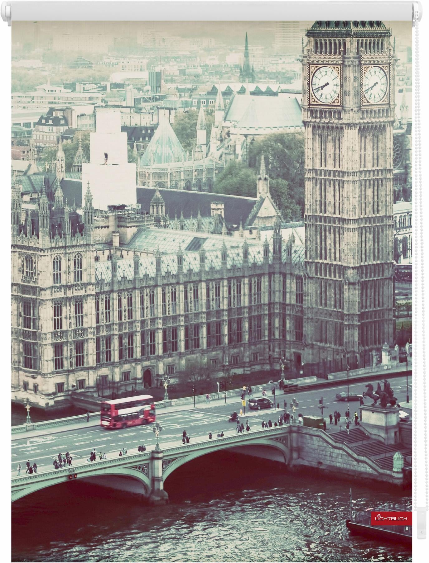 LICHTBLICK ORIGINAL Seitenzugrollo "Klemmfix Motiv London Westminster", Lichtschutz, ohne Bohren, freihängend, bedruckt