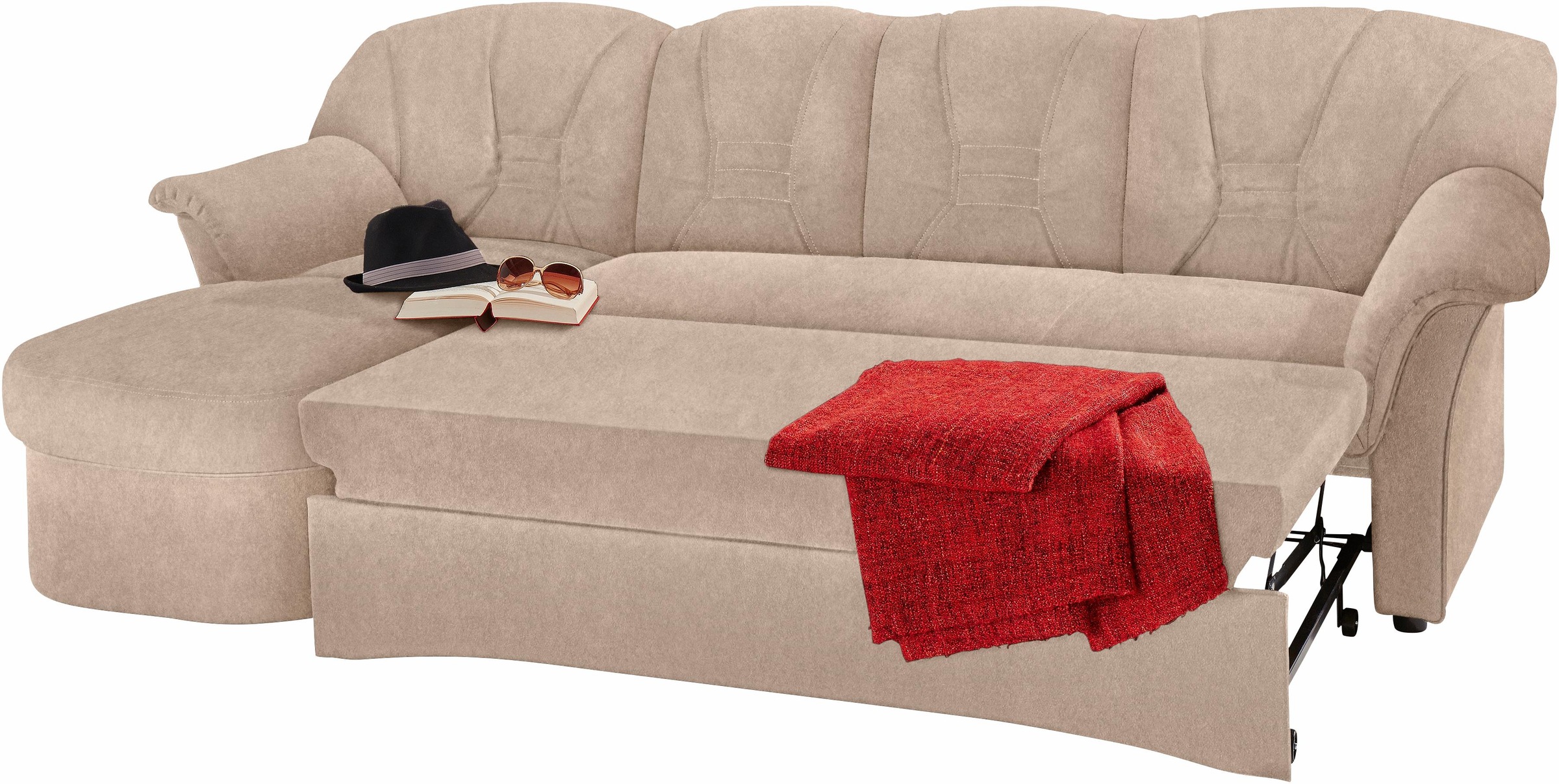 Thumbnail - DOMO collection Ecksofa "Elva, zeitloses Design, elegante Rückensteppung, Breite 233cm L-Form" wahlweise mit Bettfunktio...