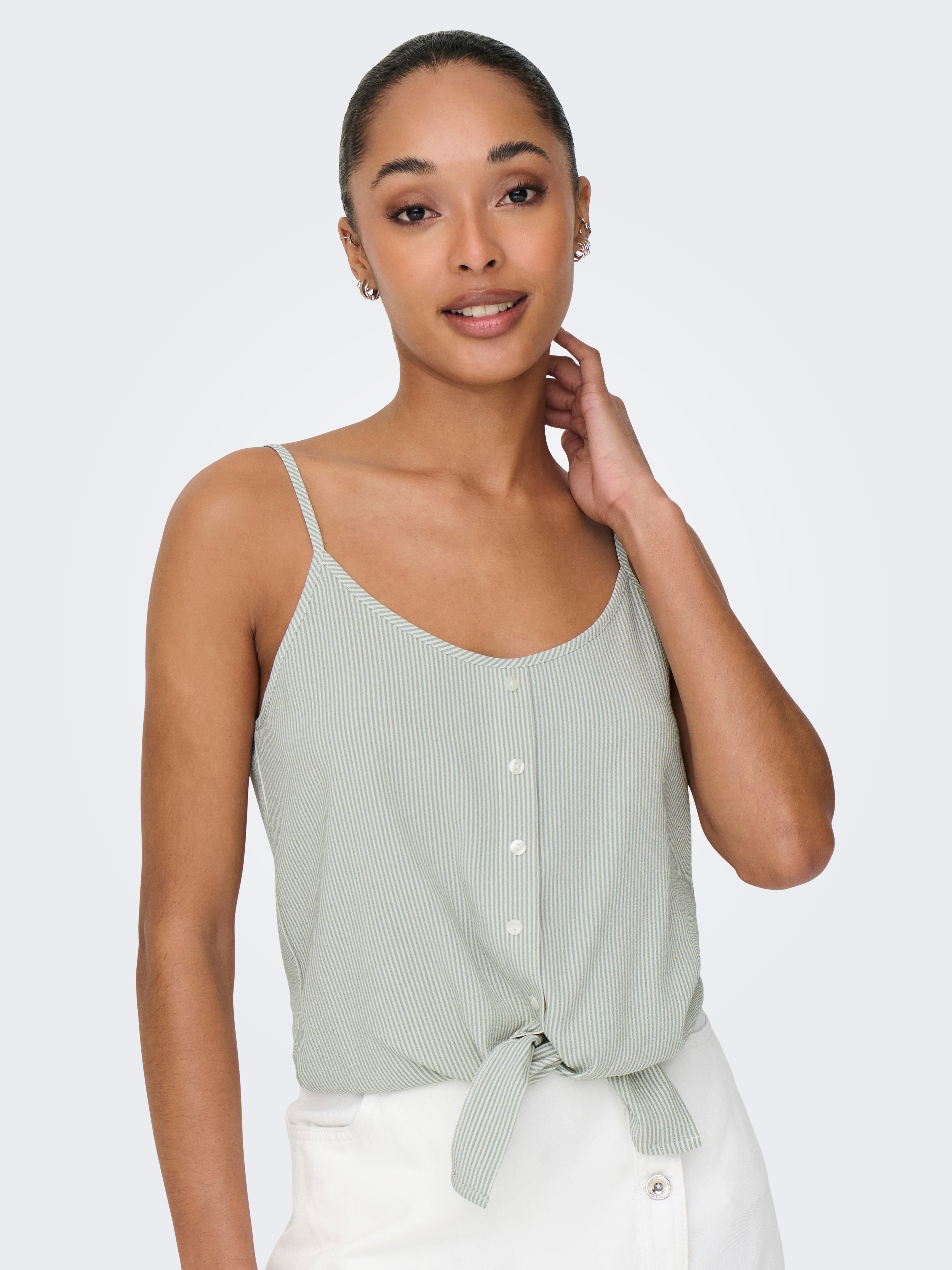 ONLY Trägertop "ONLLECEY SL KNOT SINGLET NOOS WVN" Materialmix, regular fit