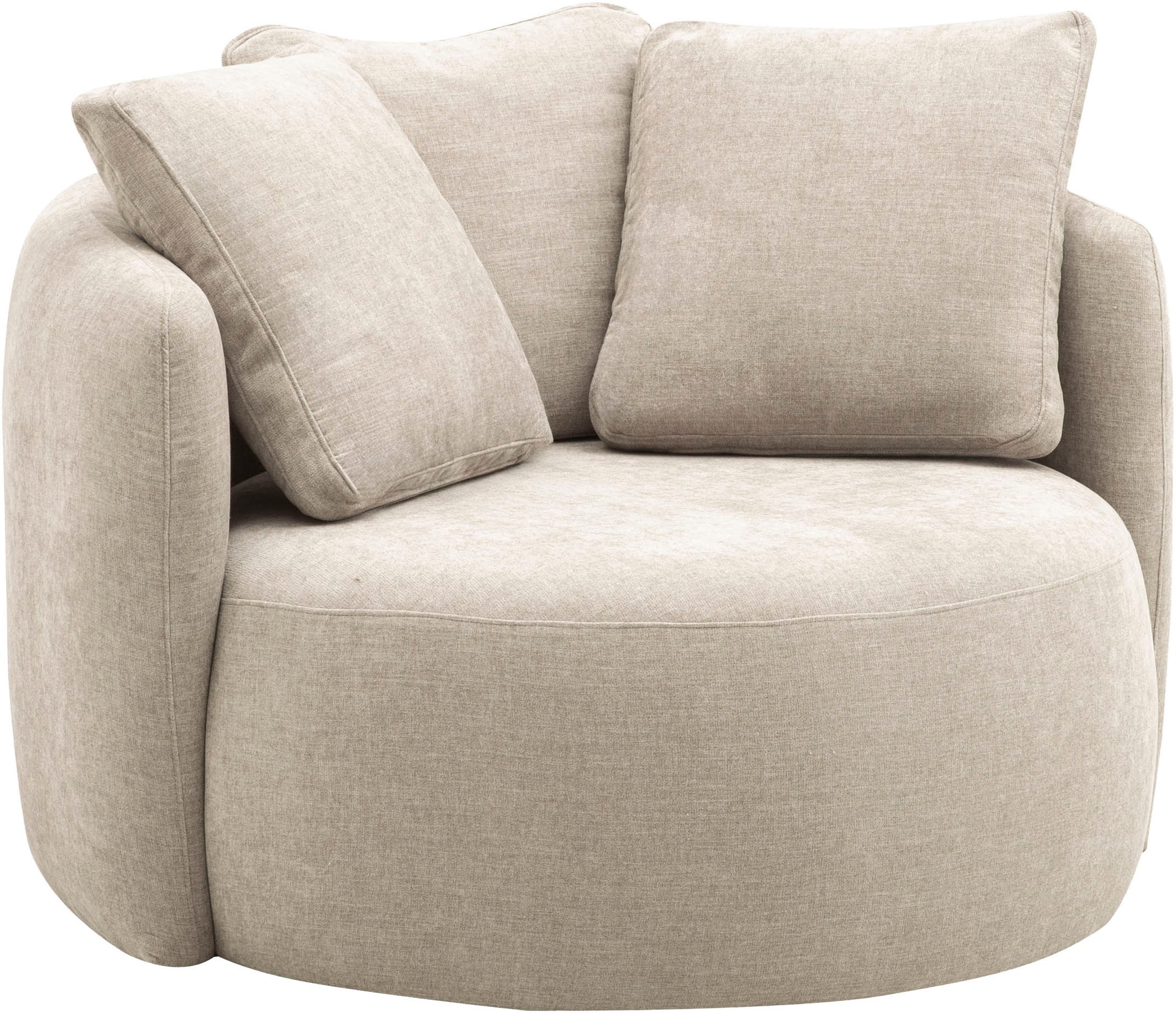 OTTO products Sessel »Kaarl, moderner Rundsessel, Loungesessel, Loveseat« Webstoff, in fünf Farben, inkl. Rückenkissen, zeitloses Design