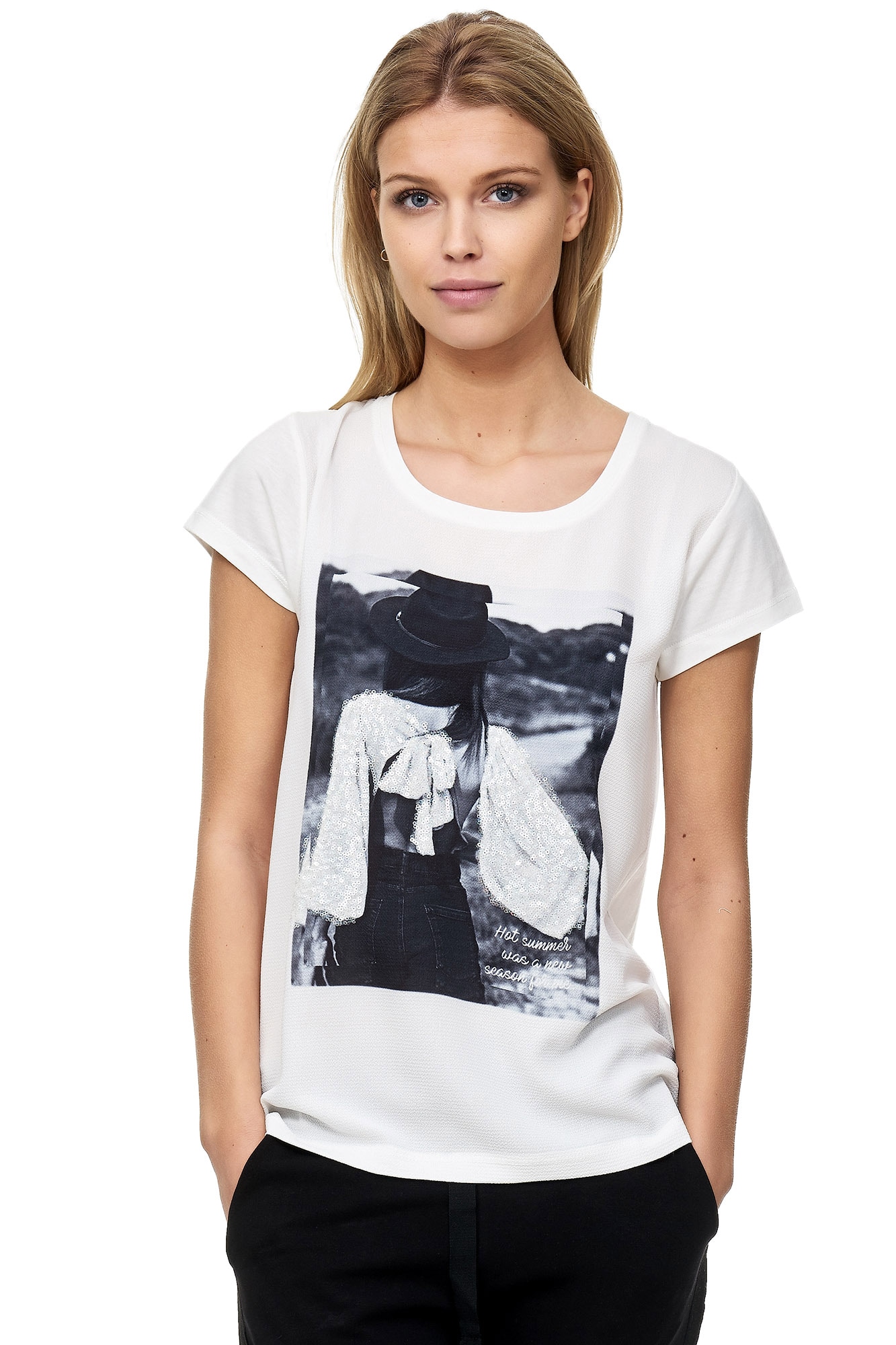 Decay T-Shirt, mit paillettenbesetztem Vintage-Print