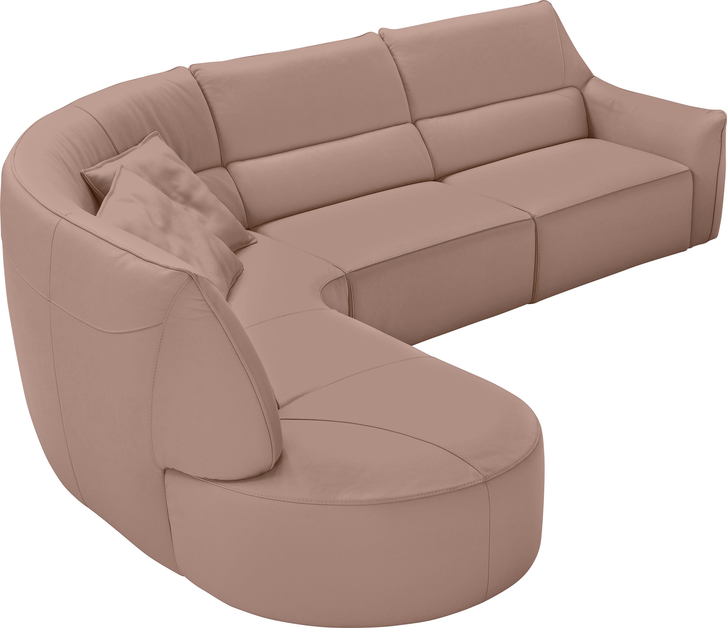 Egoitaliano Ecksofa "Puffy, extravagant & edel, Retro Designsofa, hoher Sitzkomfort, L-Form" mit Ottomane, wahlweise mit und ohne elektrischer Relaxfunktion