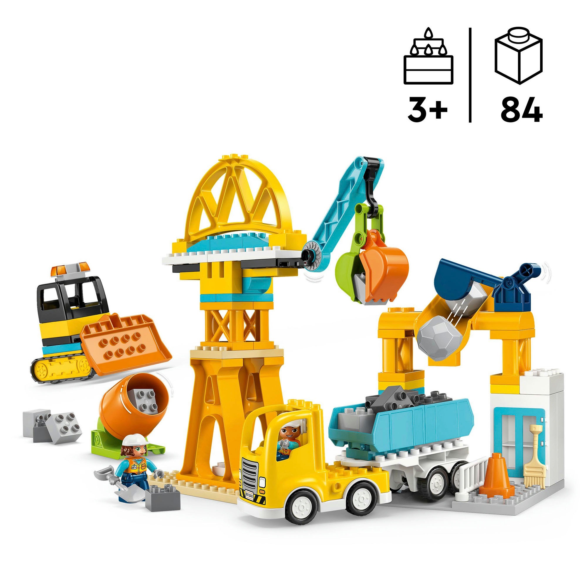 LEGO® Konstruktionsspielsteine »Baustelle mit Baufahrzeugen – 3-in-1-Set (10476), LEGO DUPLO Town« Made in Europe