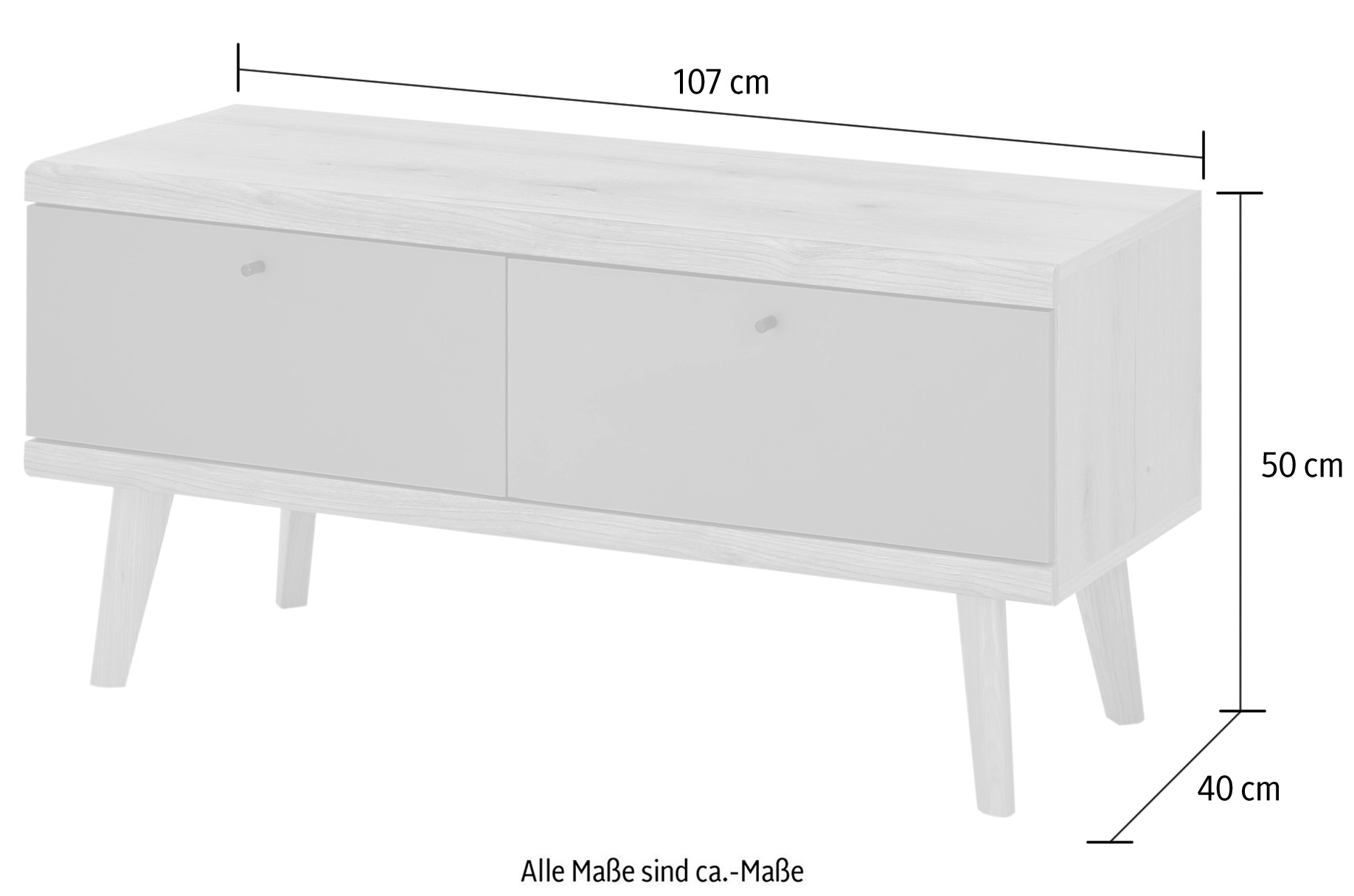 INOSIGN Lowboard »MAVAS«, in moderner Trendfarbe, Griffe aus Metall (Schwarz), Breite 107 cm