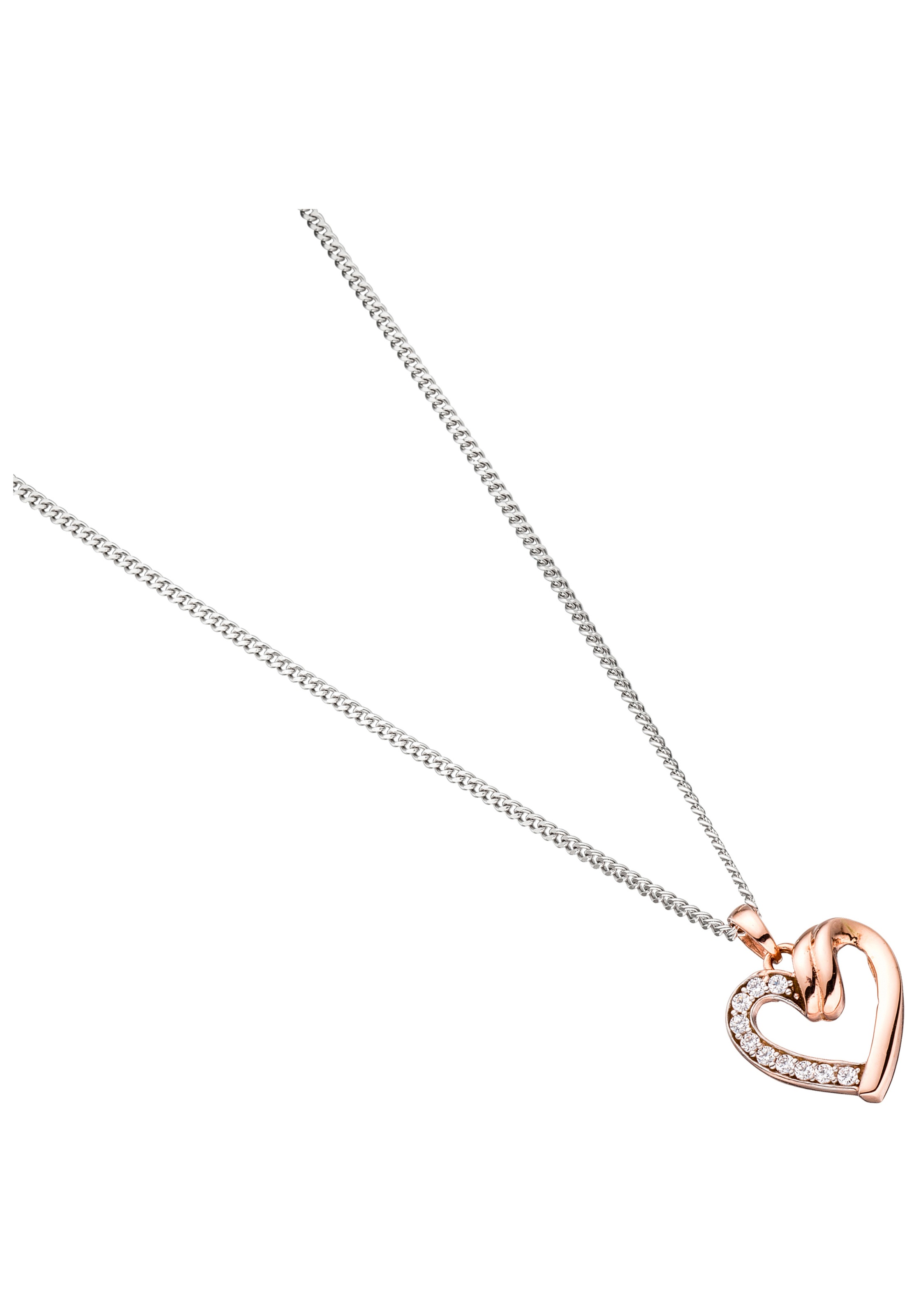 JOBO Herzanhänger »Anhänger Herz«, 333 Roségold mit Zirkonia