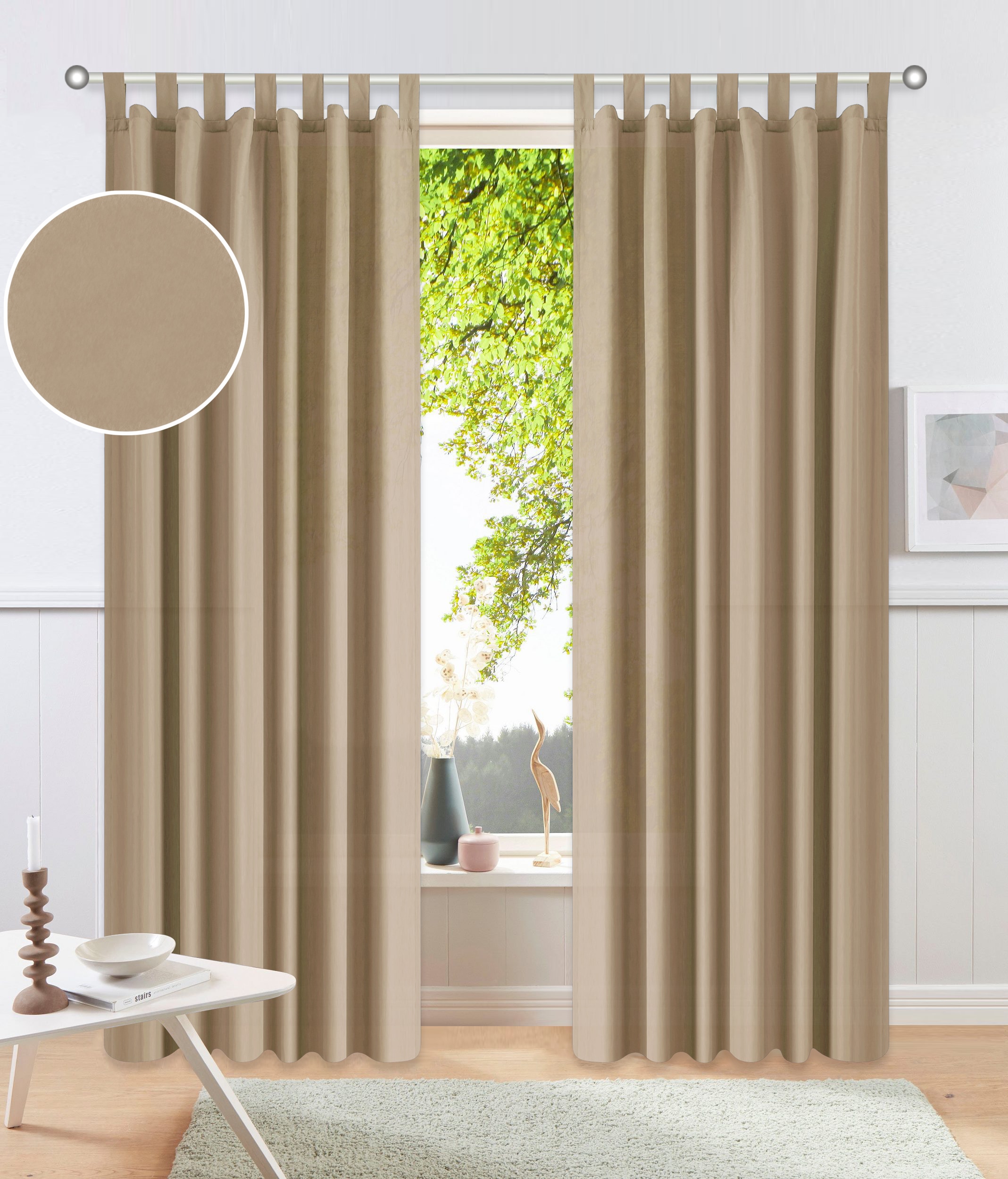 OTTO home Vorhang "Raja" Schlaufen 2 Stk. tlg. 2er-Set, Bestseller, einfarbig, modern, pflegeleichte Mikrofaser