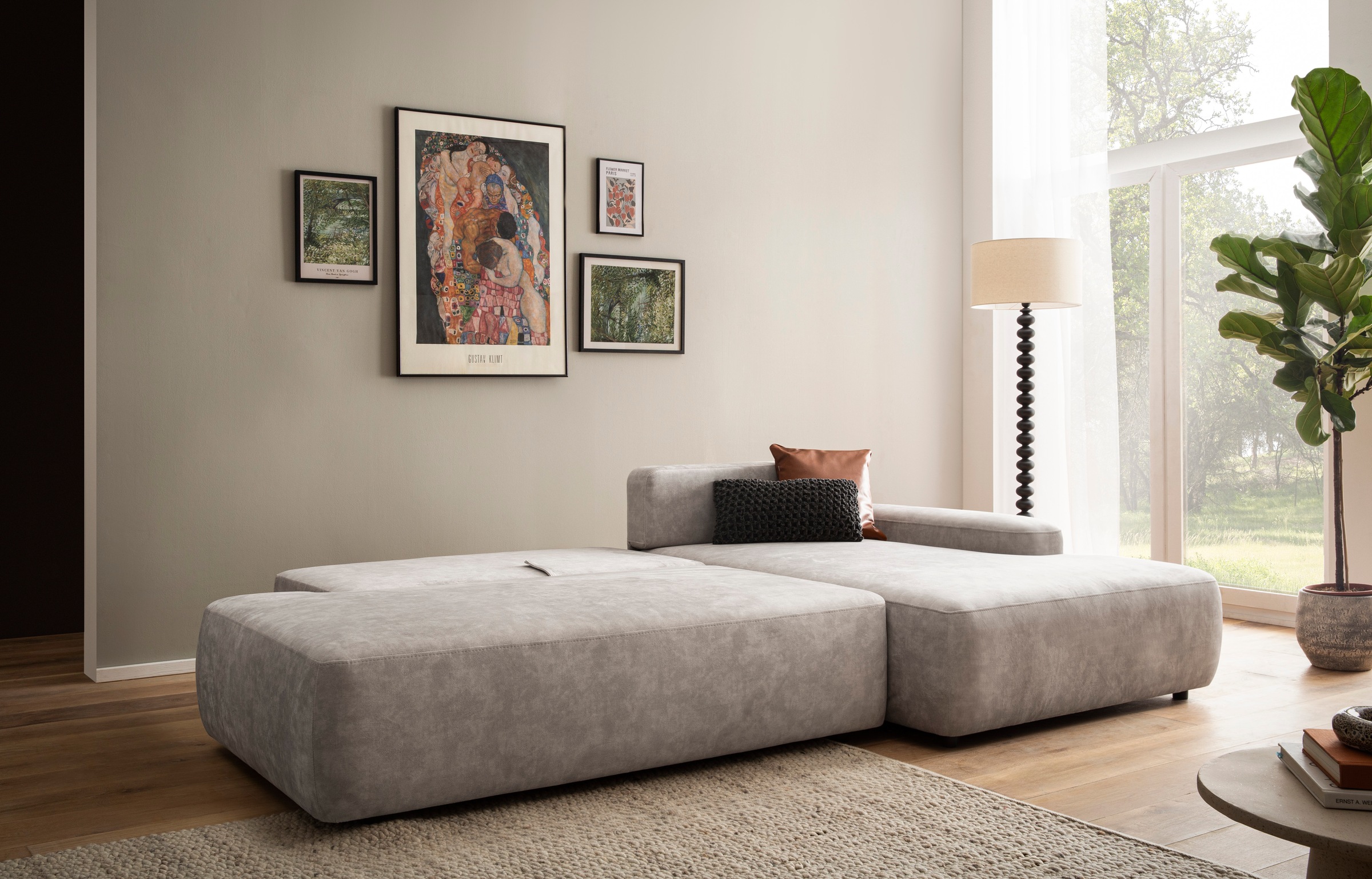INOSIGN Ecksofa »TORGE, Schlafsofa Cord, Samtvelours u. Strukur fein, Couch in L-Form«, Schlaffunktion und Bettkasten, Liegefläche: 210x125 cm, neues Design