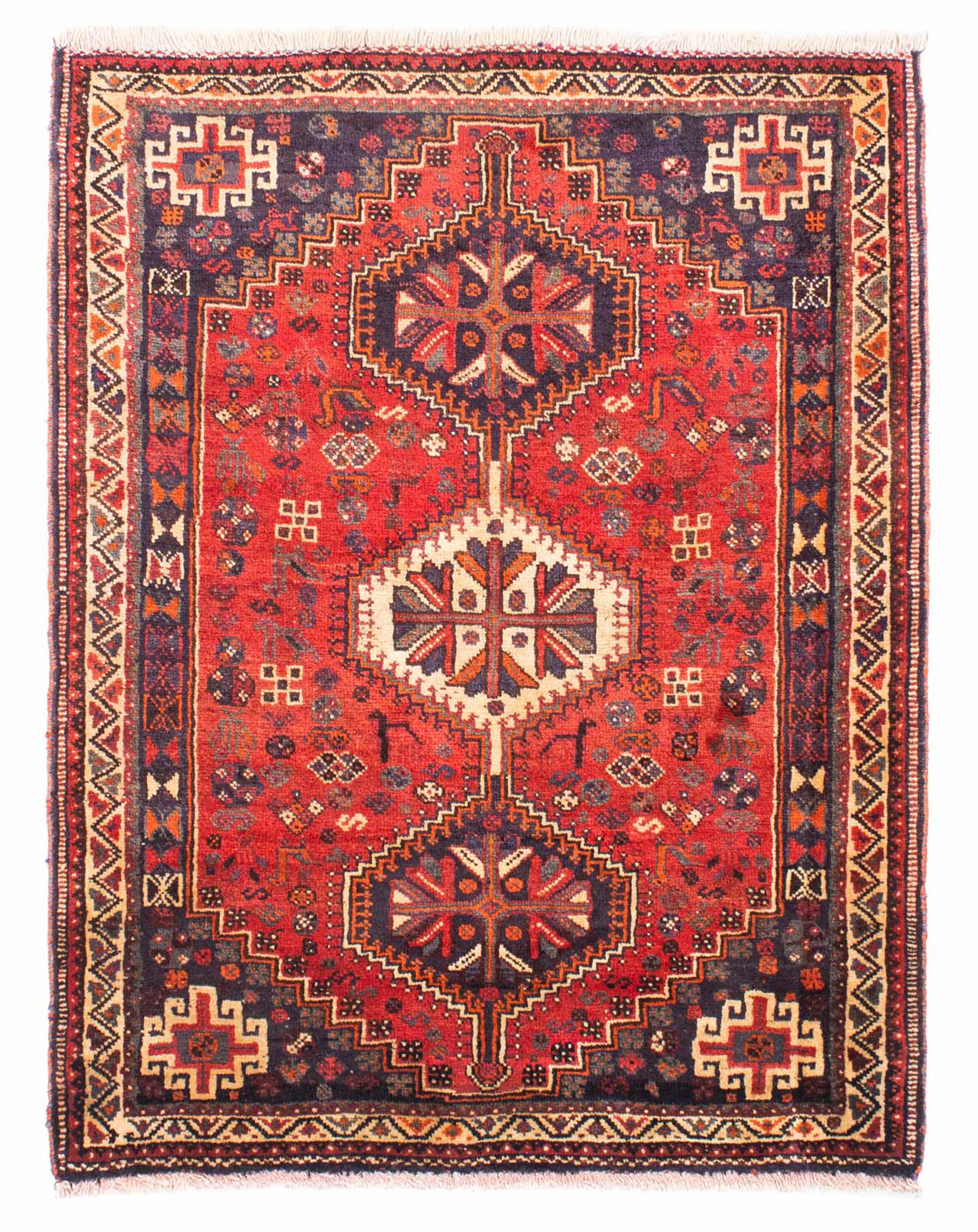 morgenland Orientteppich »Perser - Nomadic - 157 x 122 cm - dunkelrot«, rechteckig, Wohnzimmer, Handgeknüpft, Einzelstück mit Zertifikat