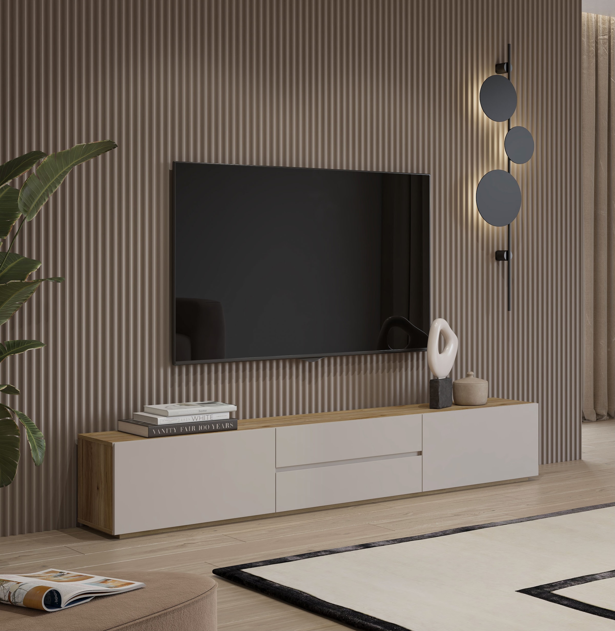 INOSIGN Lowboard »Criss, Breite 200 cm, moderne grifflose TV-Kommode« TV-Kommode, TV-Schrank, hängend und stehend montierbar