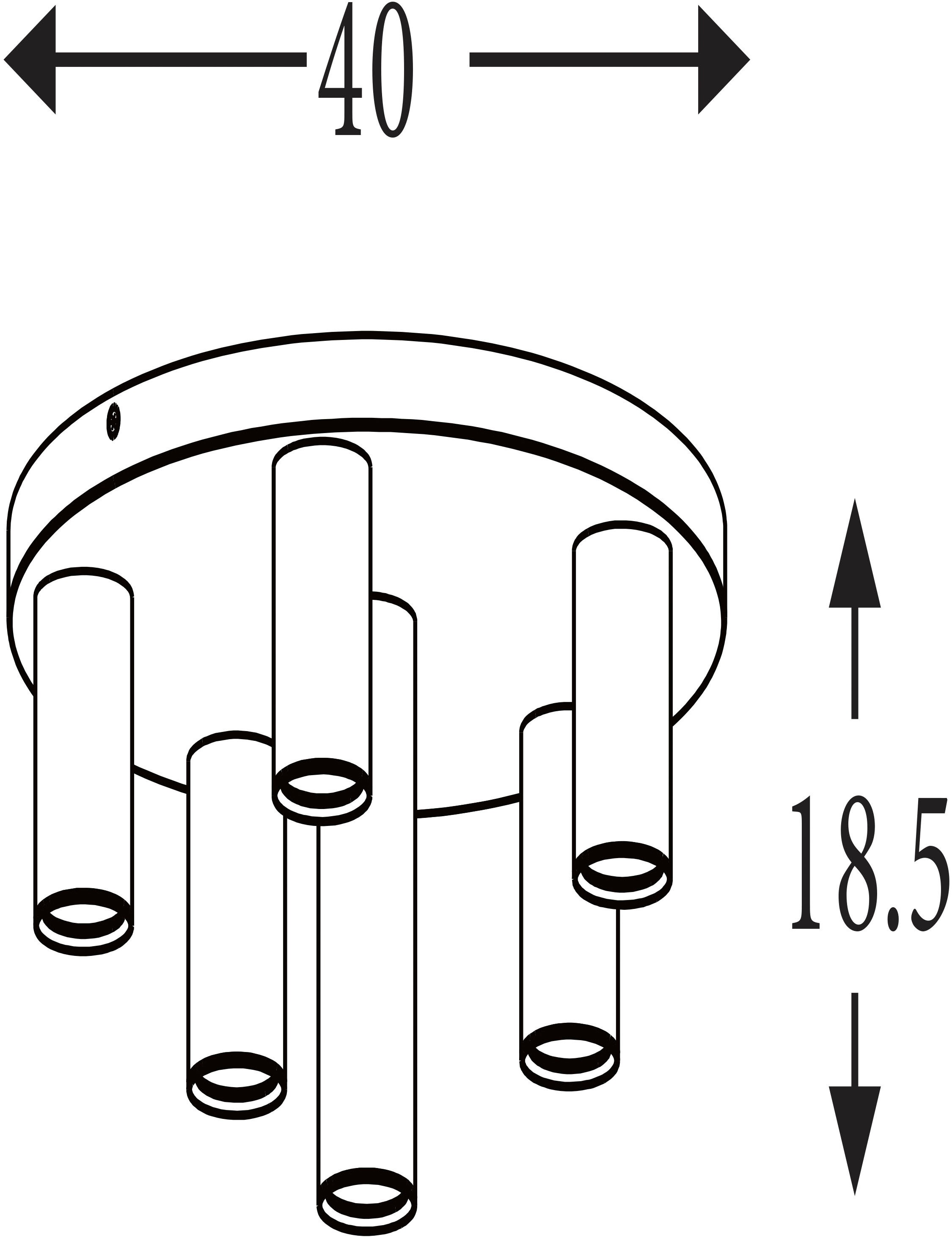 Searchlight Deckenleuchte »Tubes 6Lt-Deckenleuchte-Schwarzes Metall, Anodisiertes Bronze, Messing« GU10 1 Stk.