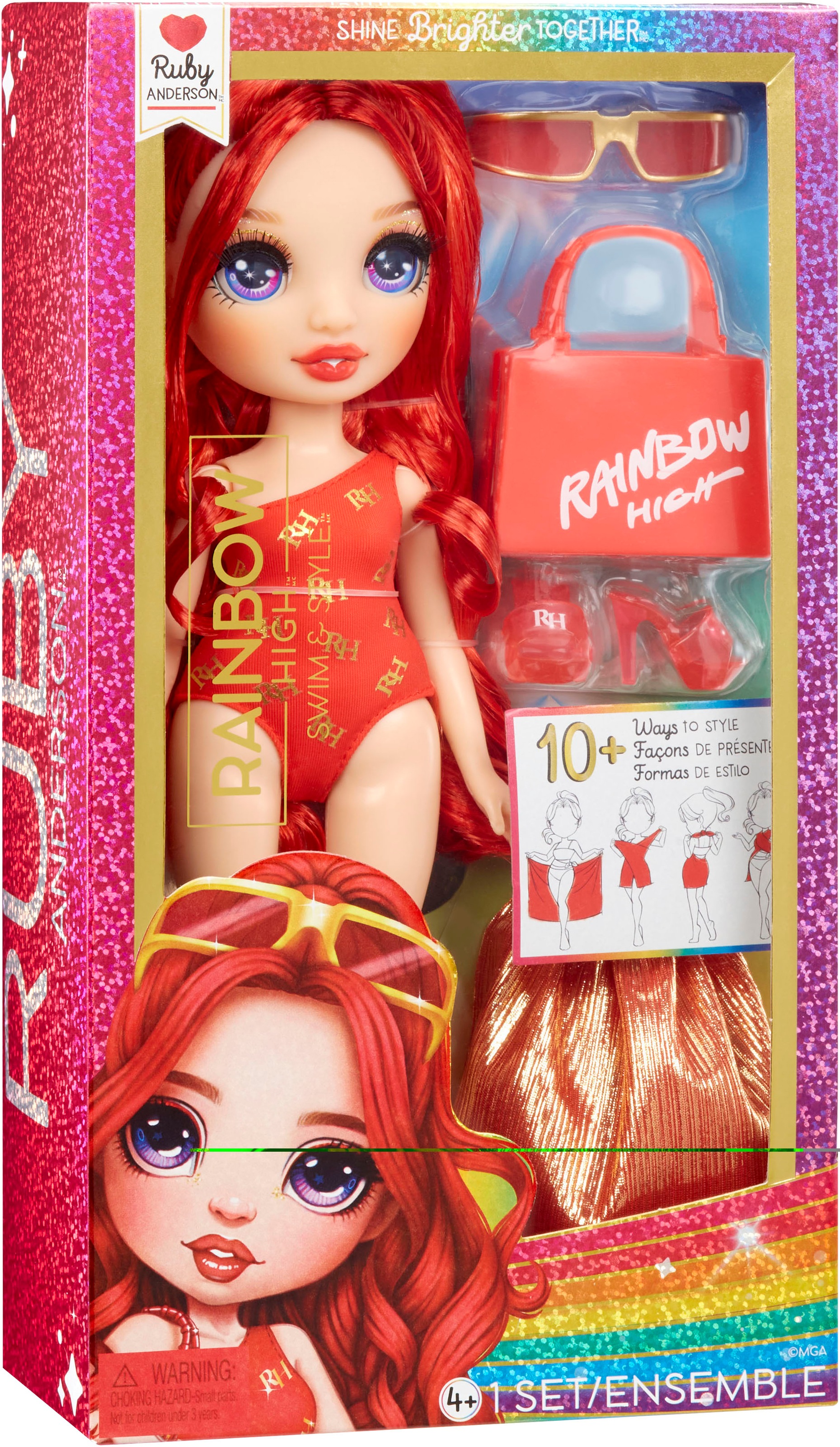 RAINBOW HIGH Anziehpuppe »Rainbow High Swim & Style Fashion Doll- Ruby (Red)«