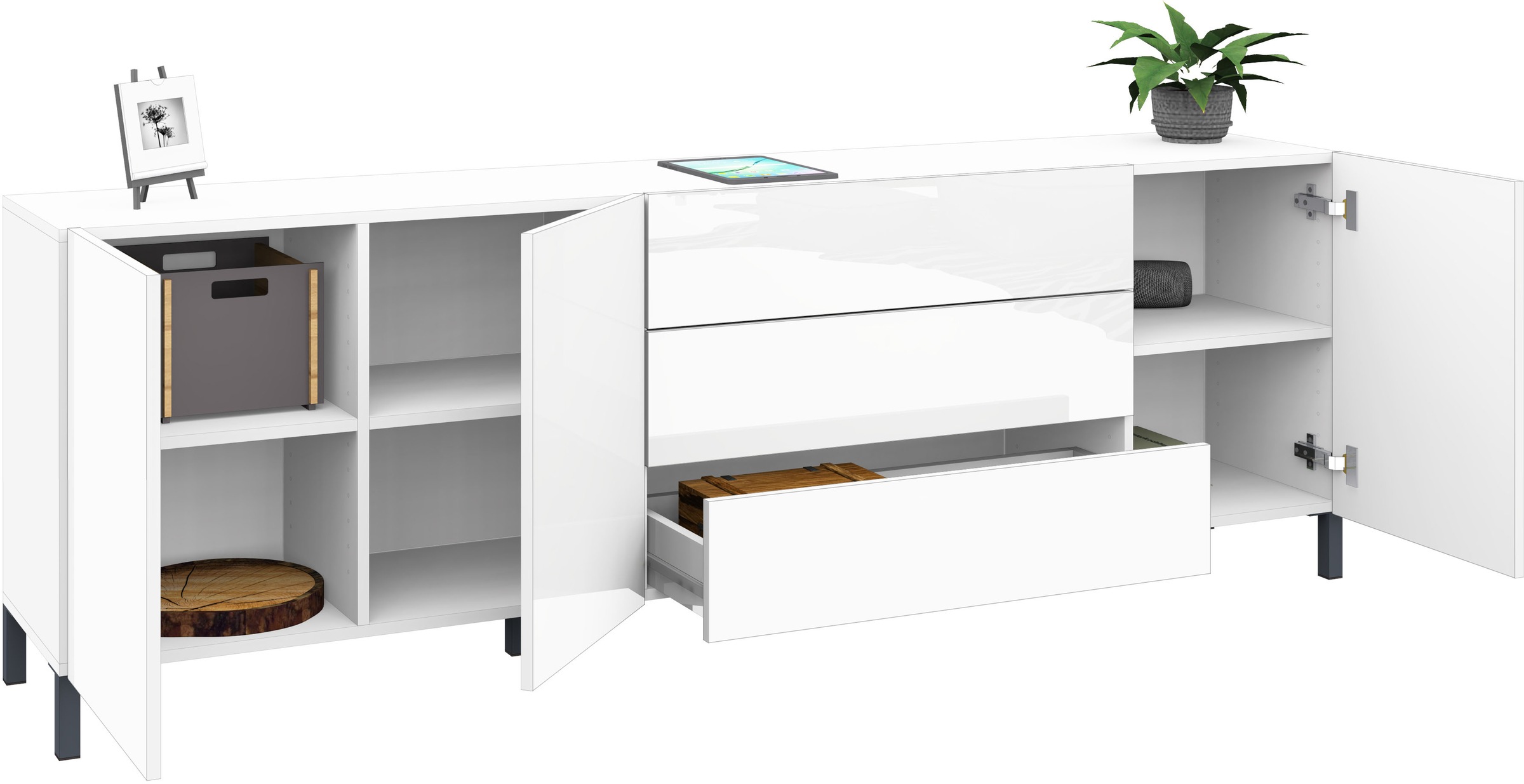 borchardt Möbel Sideboard, Metallfüße, grifflose Optik