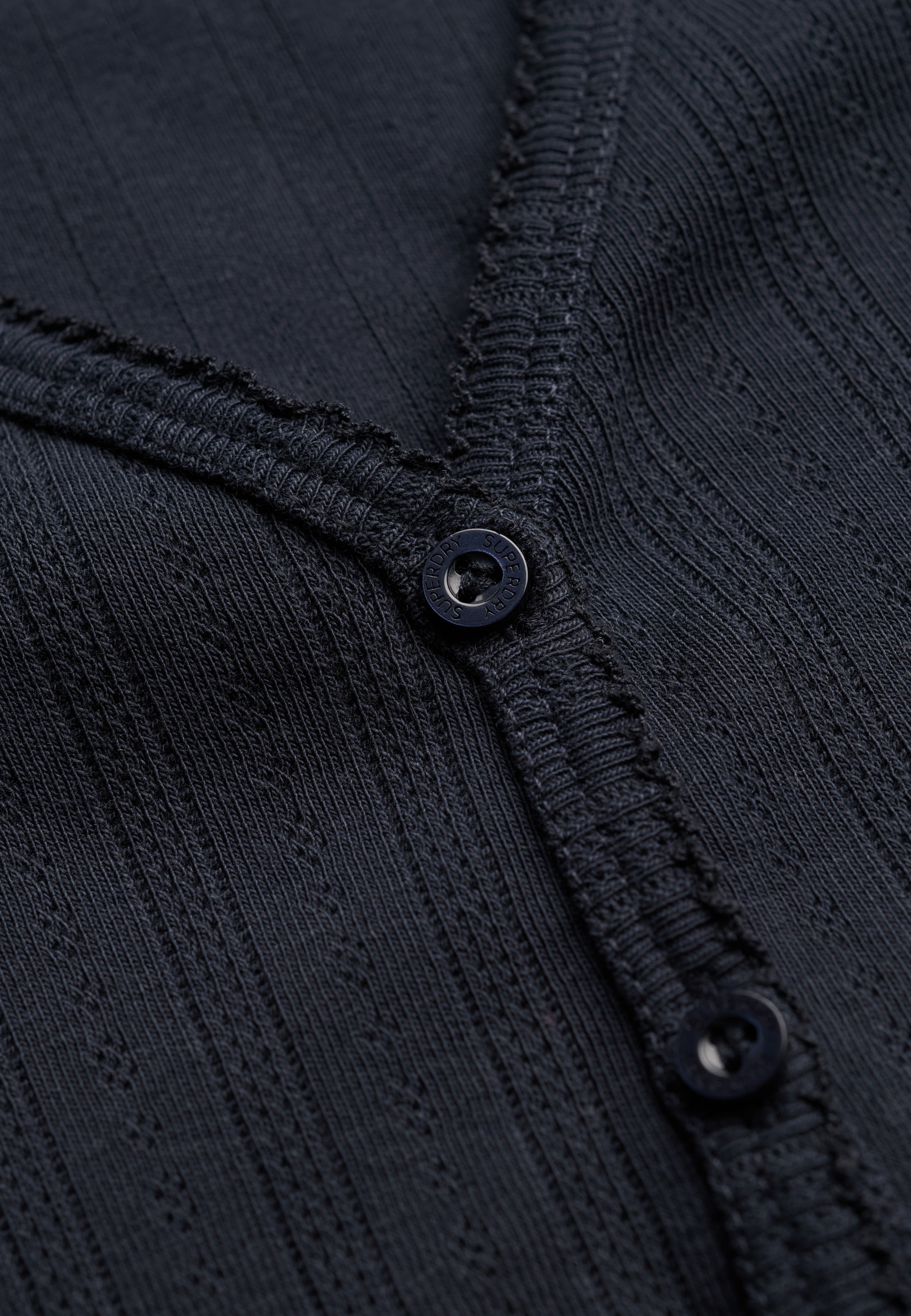 Superdry Cardigan »ATH ESS POINTELLE CARDIGAN« Pointelle Muster, Baumwolle, Jerseyqualität, skinny fit