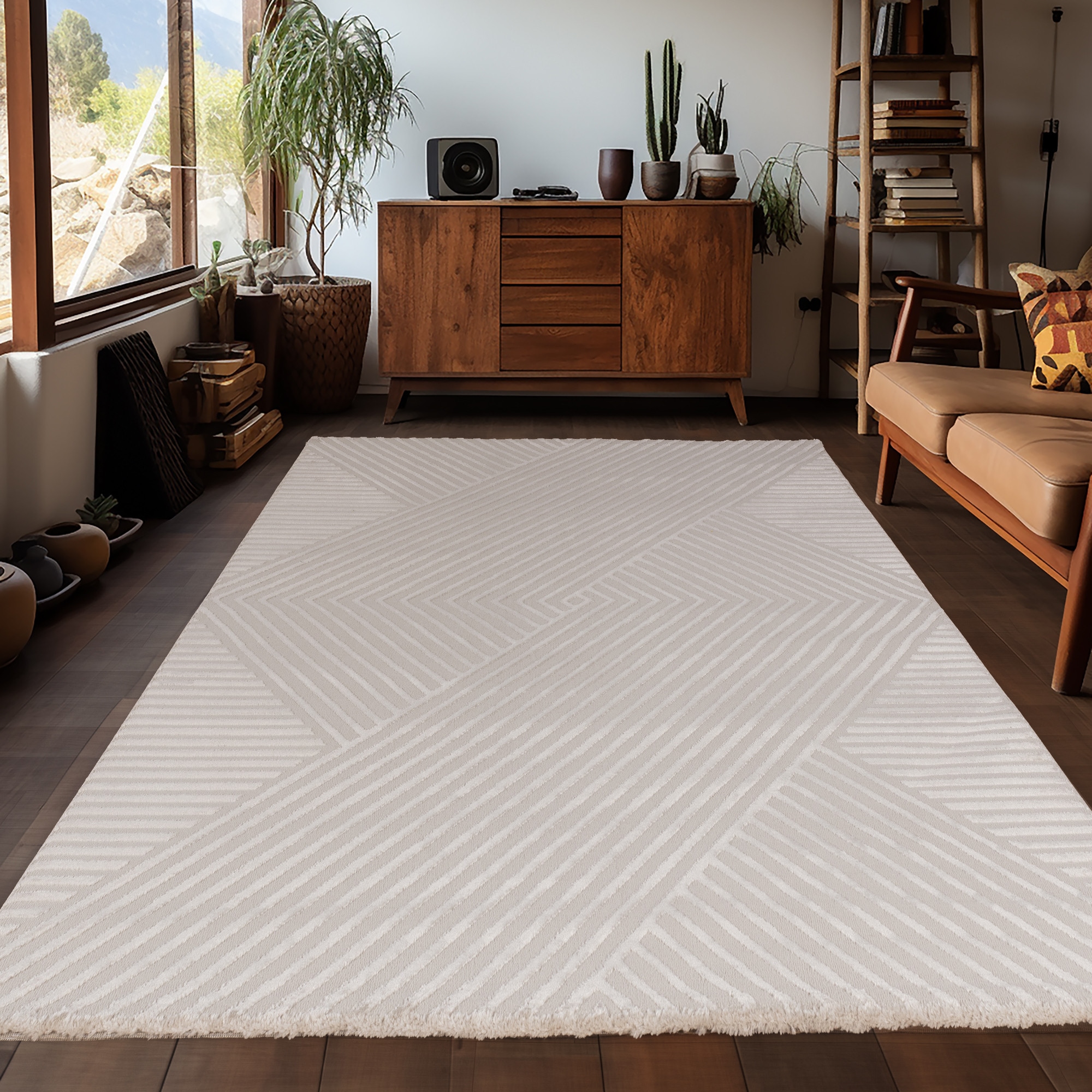 Teppich AYYILDIZ TEPPICHE "SAHARA 1115", beige, B:140cm H:12mm L:200cm, Polypropylen, Teppiche, Teppich, Läufer / Pflegeleicht / Strapazierfähig / Trend Colors/ Wohnzimmer